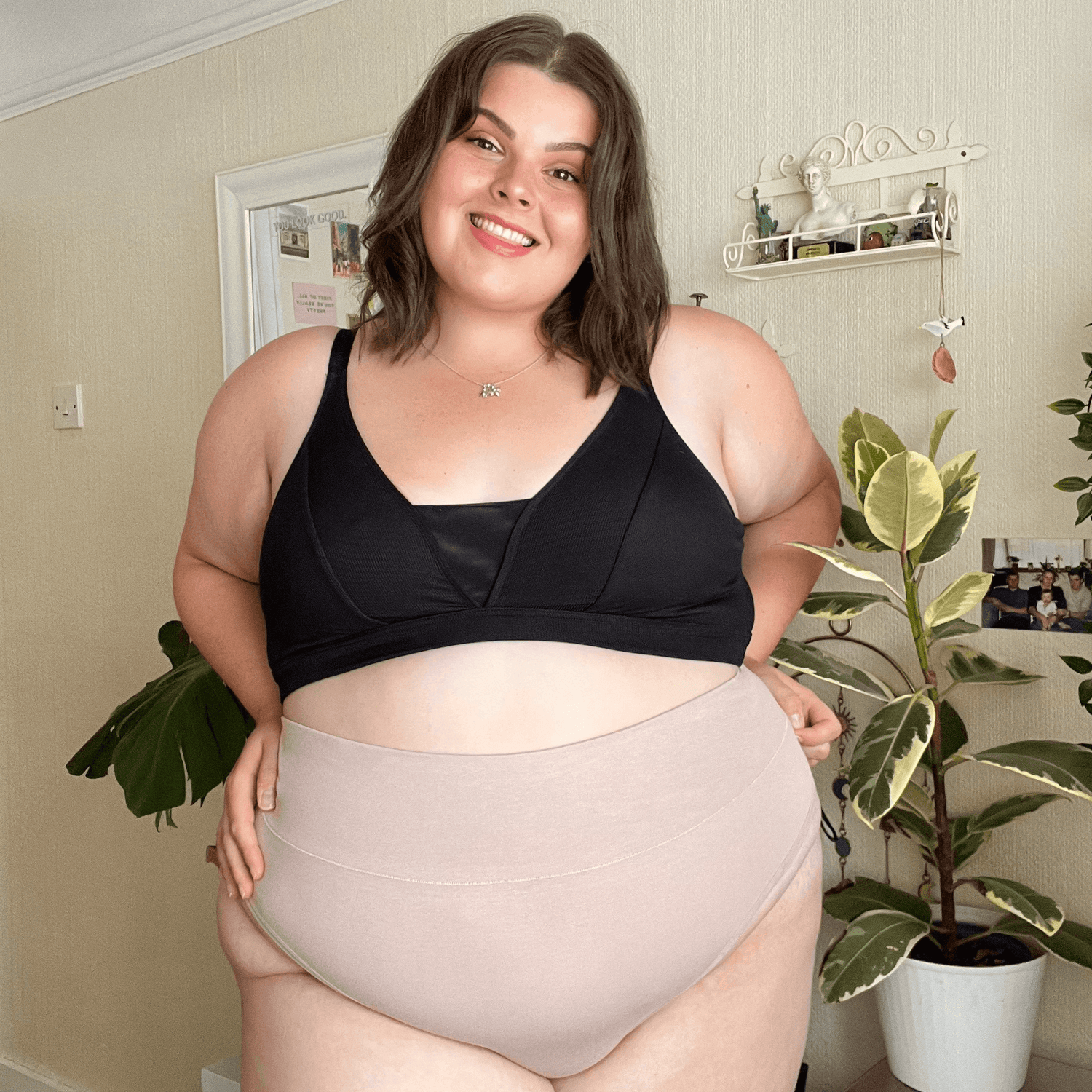 Organiczne bawełniane figi z wysokim stanem i wycięciem na plecach - butelka mleka