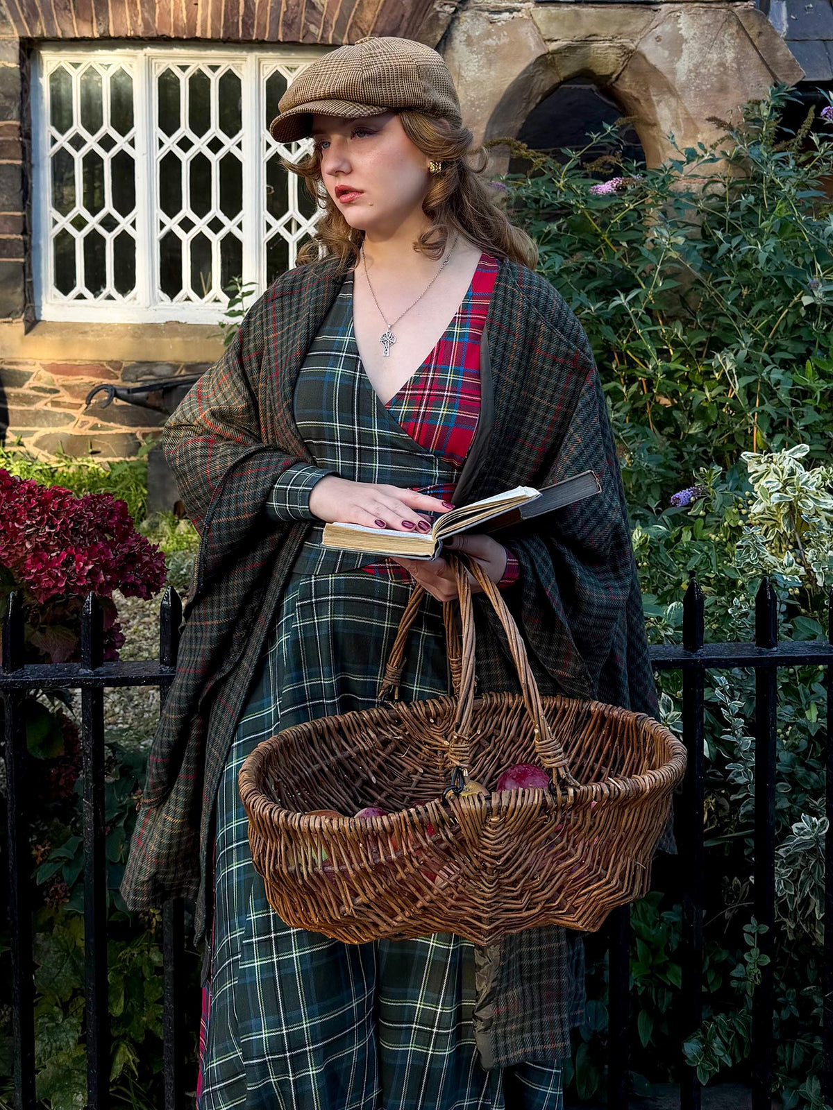 Islay Jersey-Maxirock in A-Linie - Green Tartan