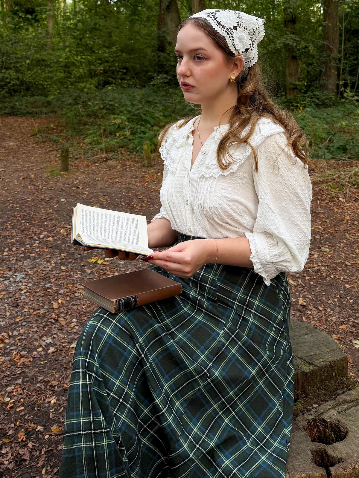 Islay Jersey-Maxirock in A-Linie - Green Tartan