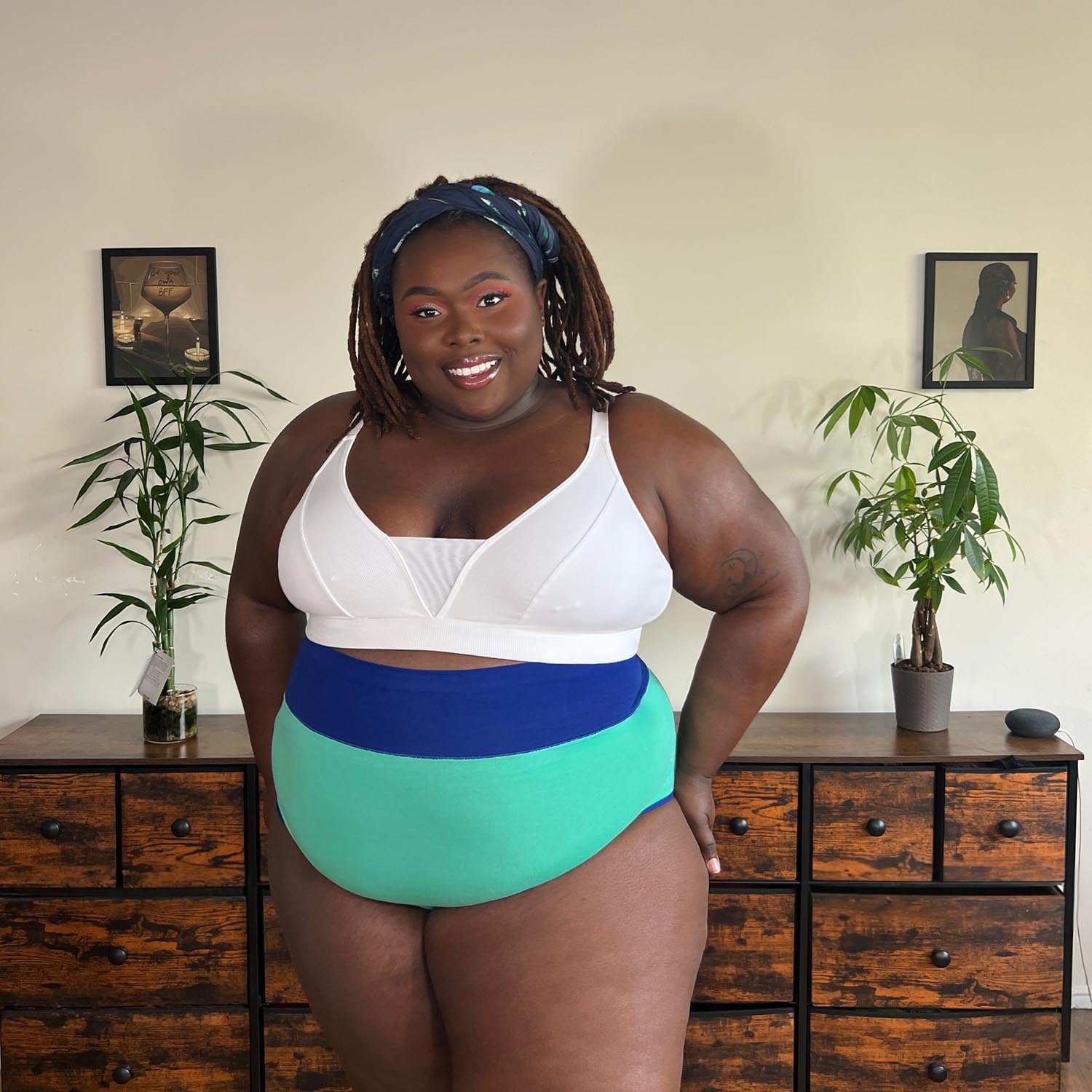 Bio-Baumwolle Super hochtailliert Slips - Duo Mint & Arabesque