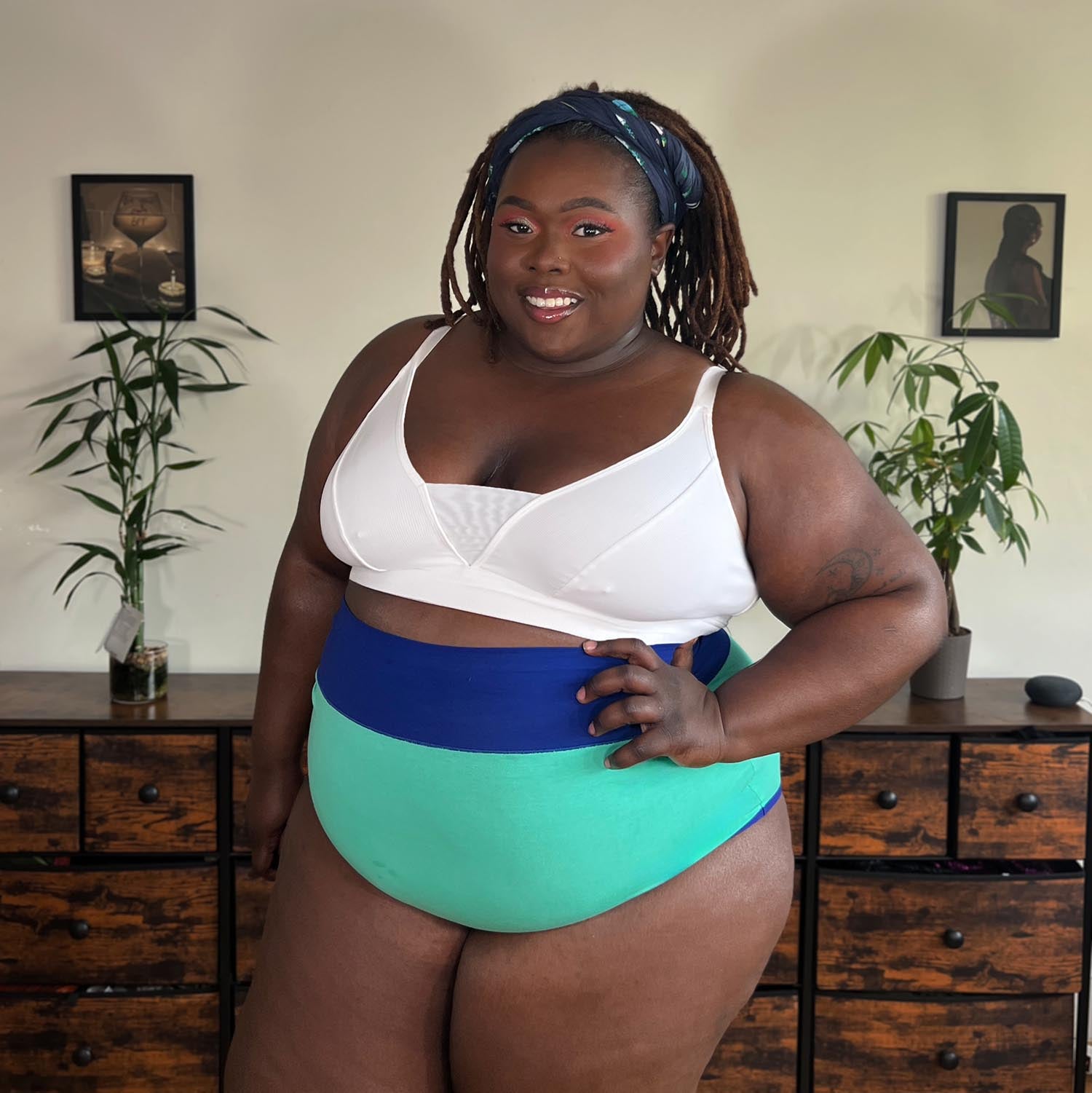 Bio-Baumwolle Super hochtailliert Slips - Duo Mint & Arabesque