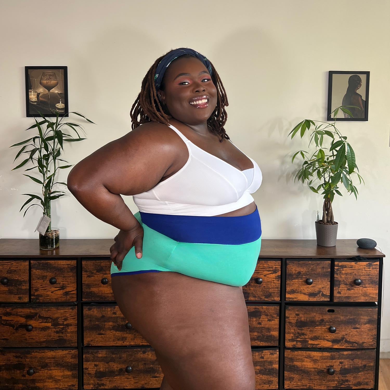 Bio-Baumwolle Super hochtailliert Slips - Duo Mint & Arabesque