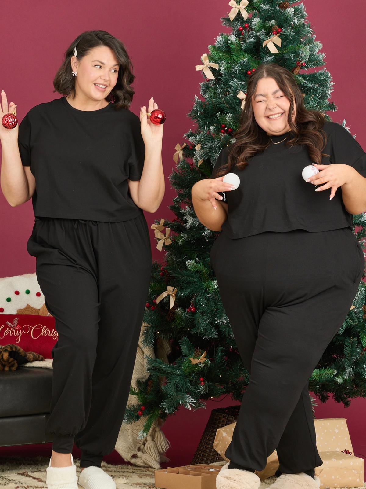 Bio-Baumwoll-Pyjama - Uni Schwarz