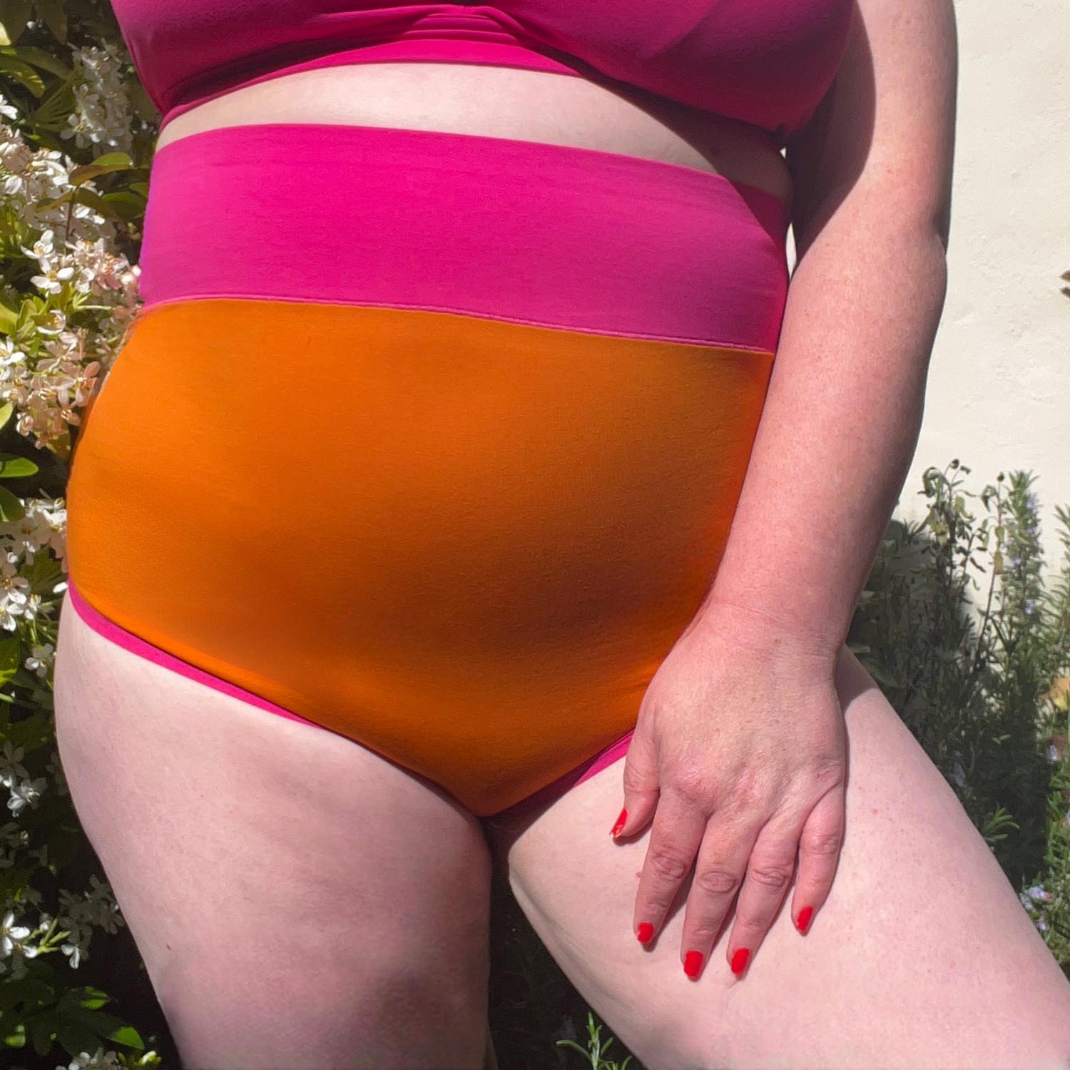 Bio-Baumwolle Super hochtailliert Slips - Duo Papaya & Barbara