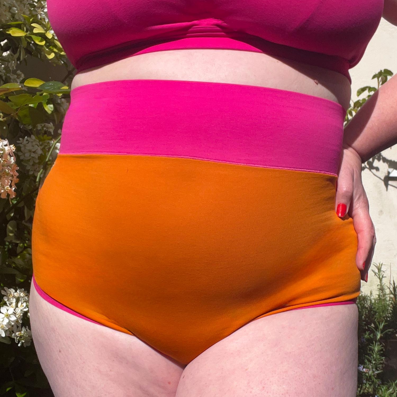 Bio-Baumwolle Super hochtailliert Slips - Duo Papaya & Barbara