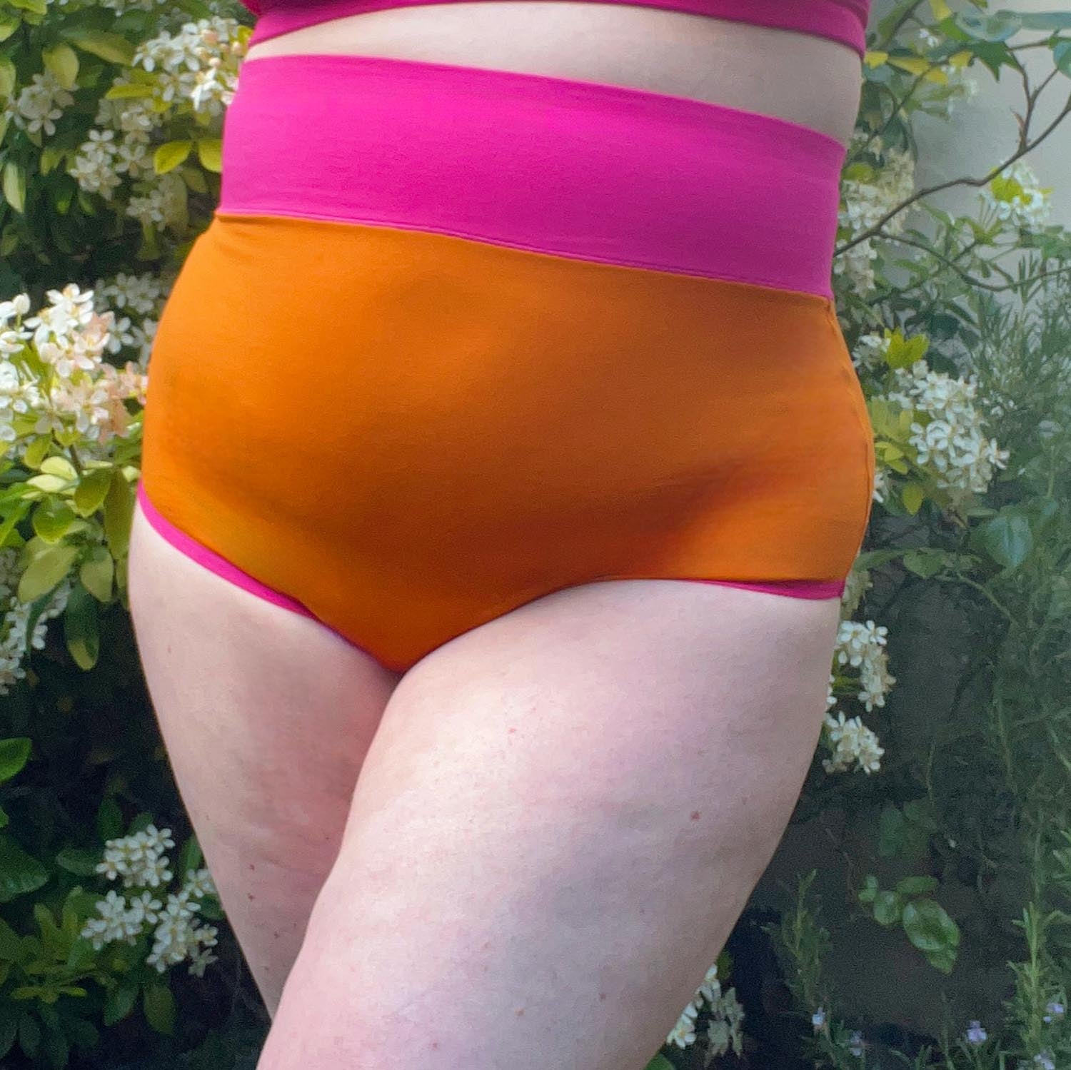 Bio-Baumwolle Super hochtailliert Slips - Duo Papaya & Barbara