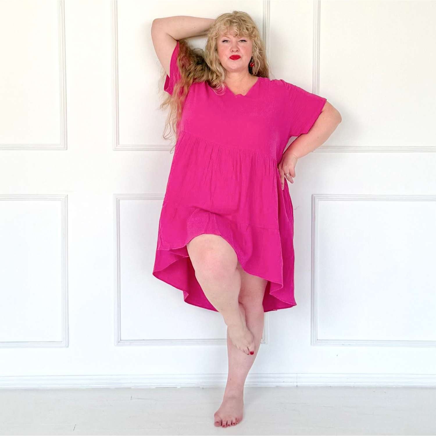 Amrita Kurze Kleid aus Baumwoll-Musselin – Peony