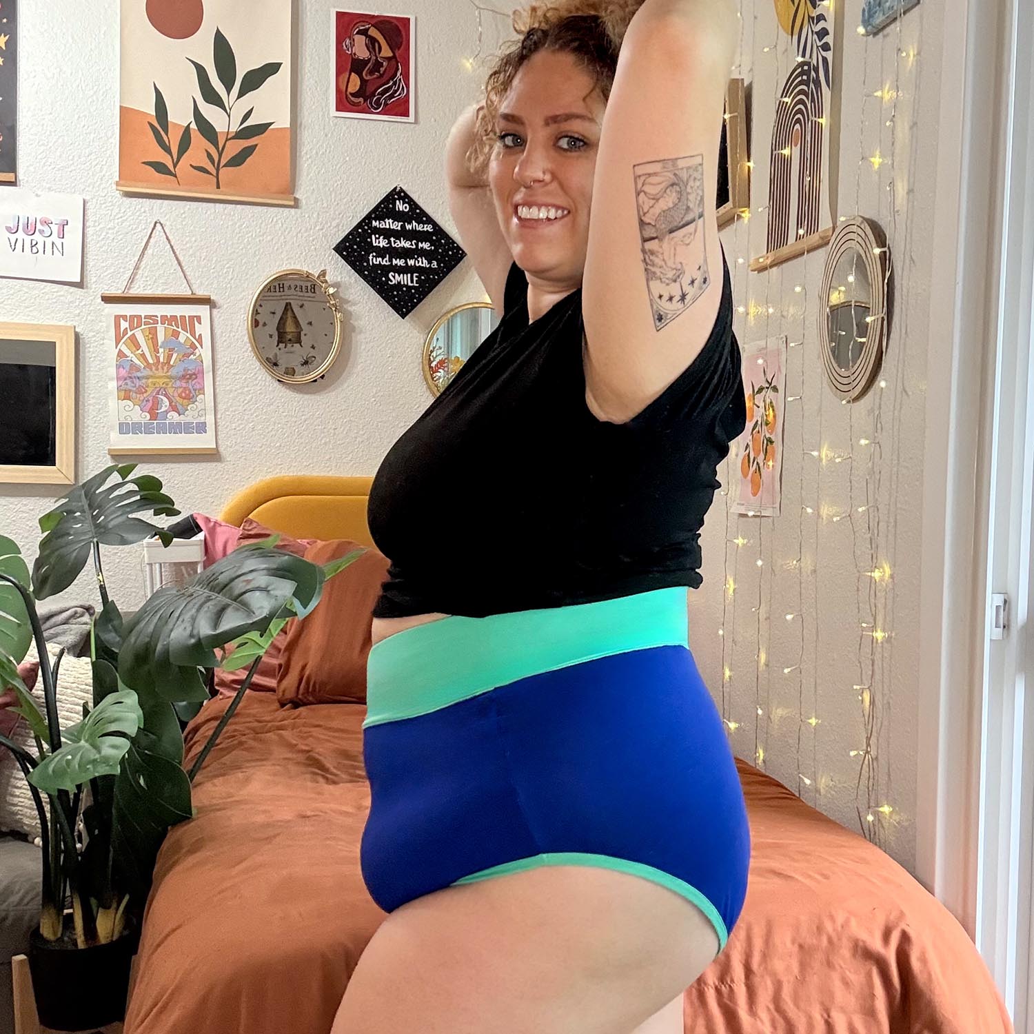 Bio-Baumwolle Super hochtailliert Slips - Duo Arabesque & Mint