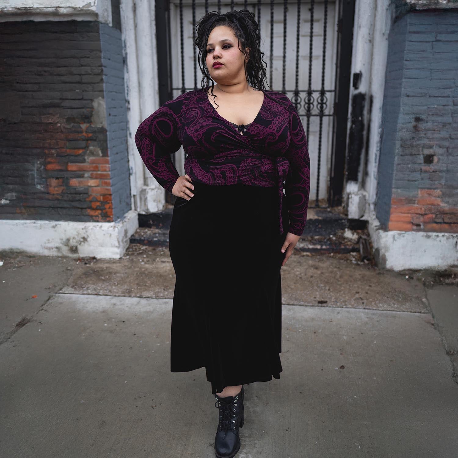 Bio-Baumwolle Wickeltop – Kraken’s Embrace