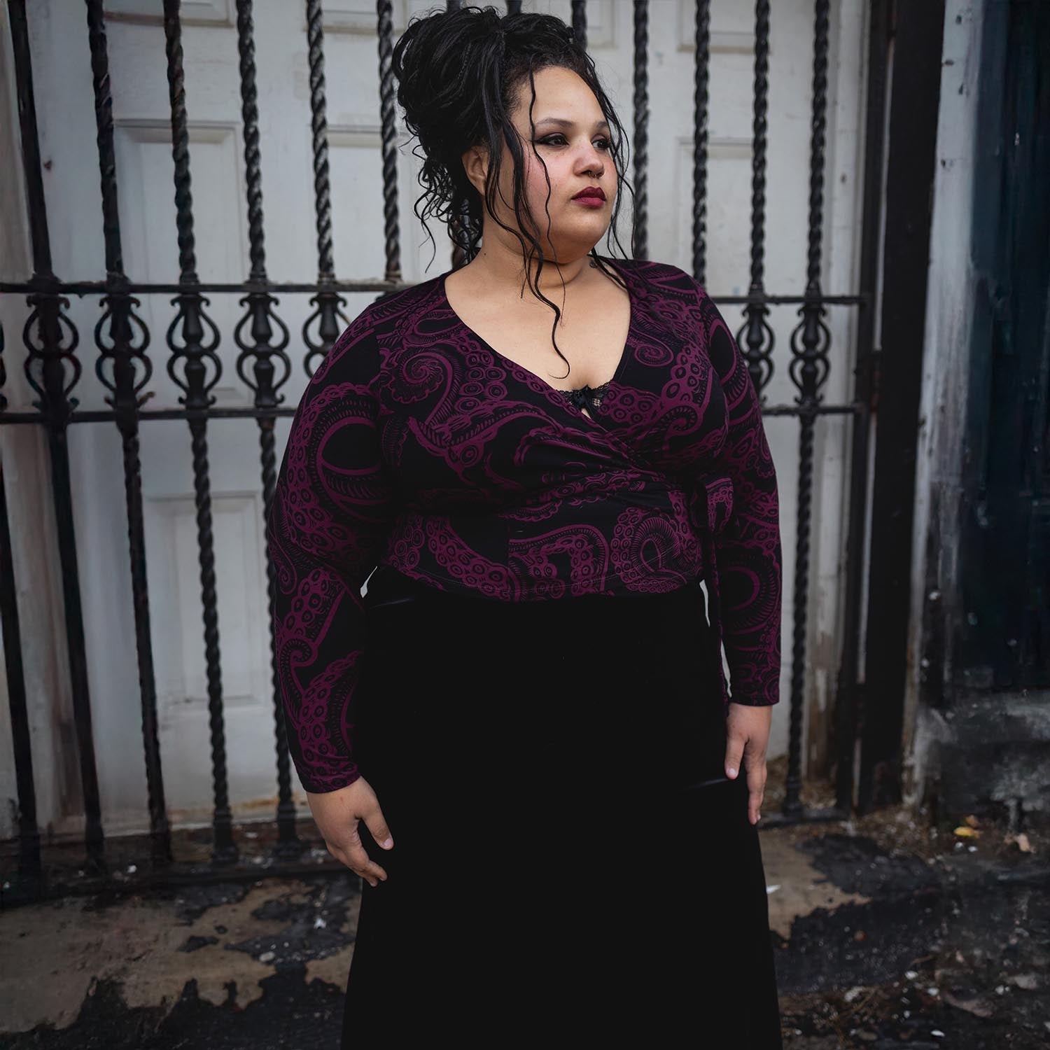 Bio-Baumwolle Wickeltop – Kraken’s Embrace