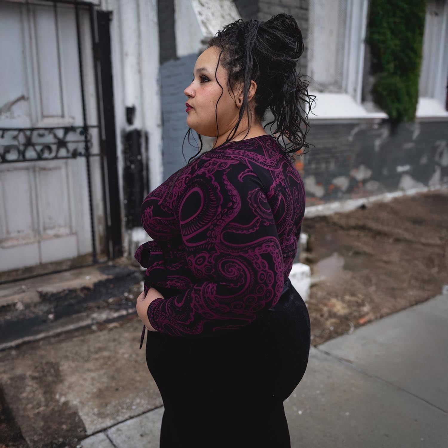 Bio-Baumwolle Wickeltop – Kraken’s Embrace