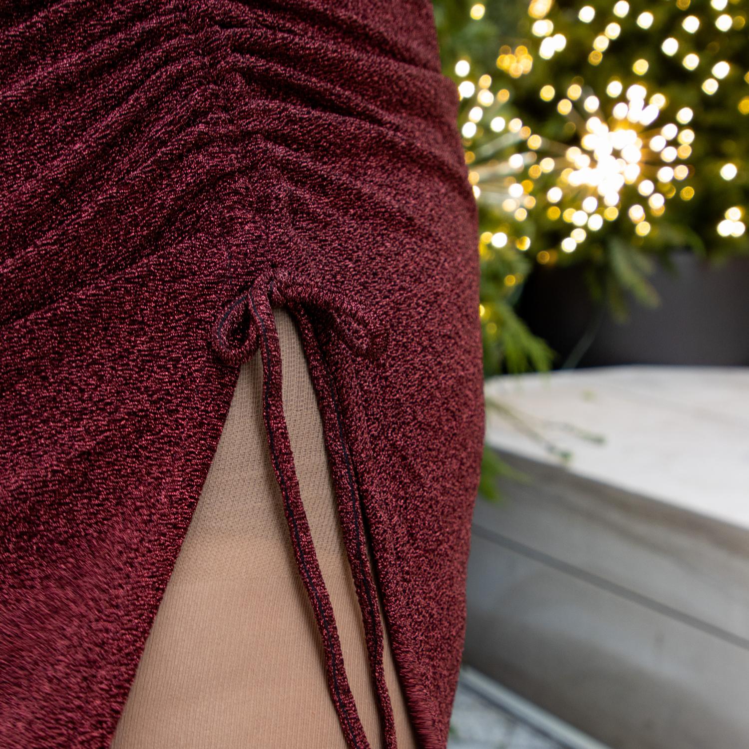 Sukienka z długim rękawem Lurex - Bordeaux