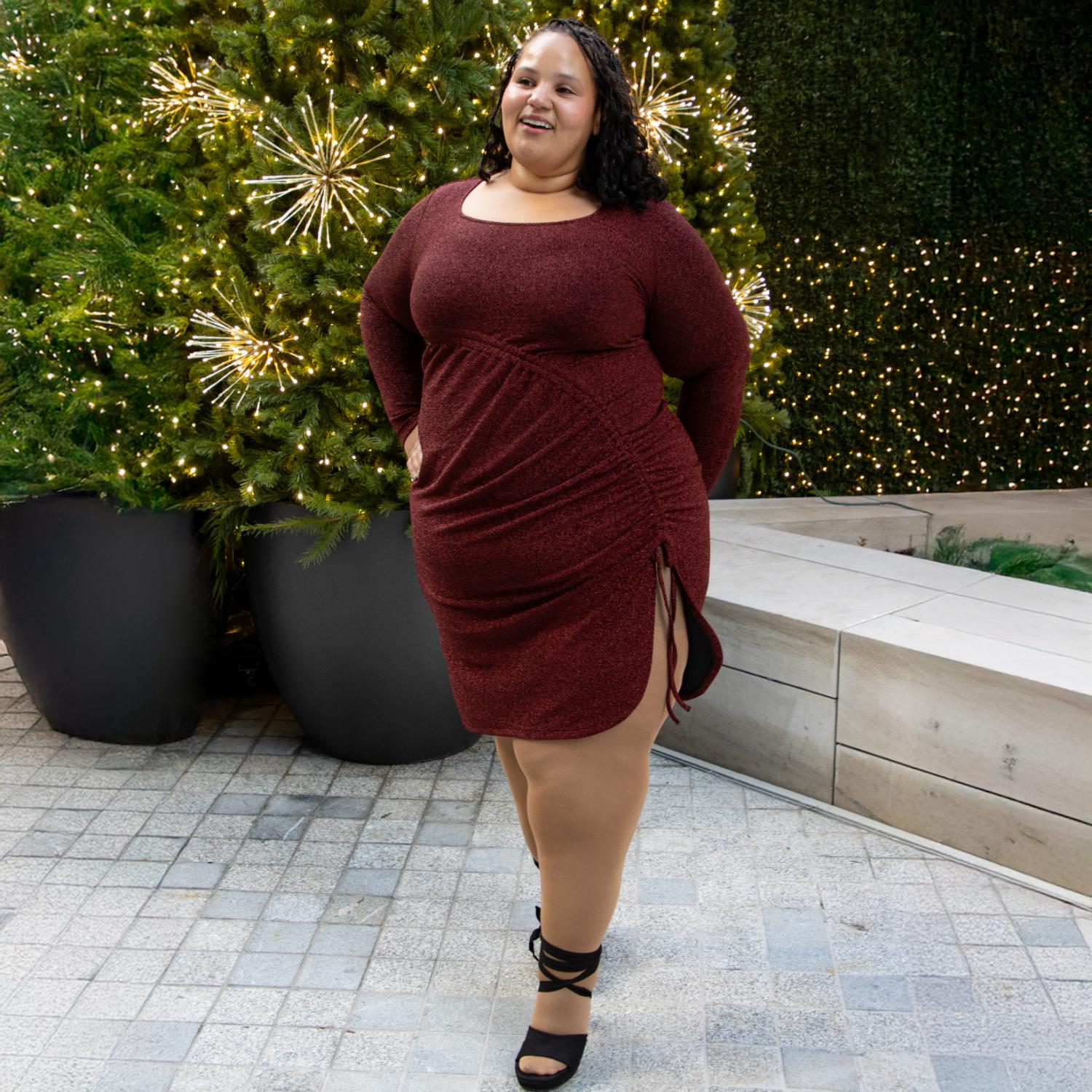 Sukienka z długim rękawem Lurex - Bordeaux