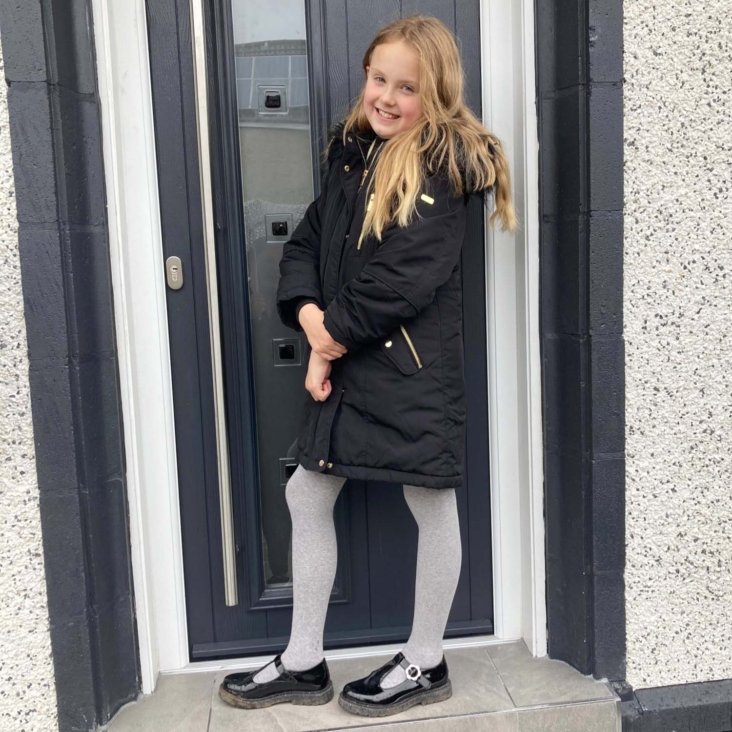 Barnstrumpbyxor i bomull - gråmelerad