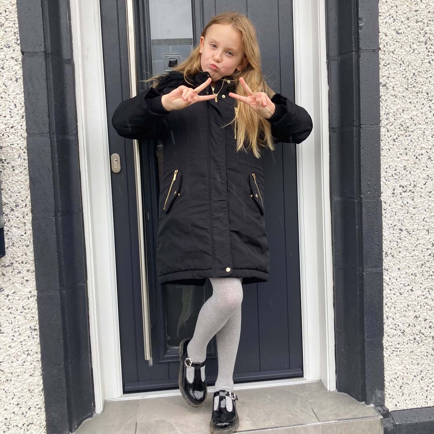 Barnstrumpbyxor i bomull - gråmelerad