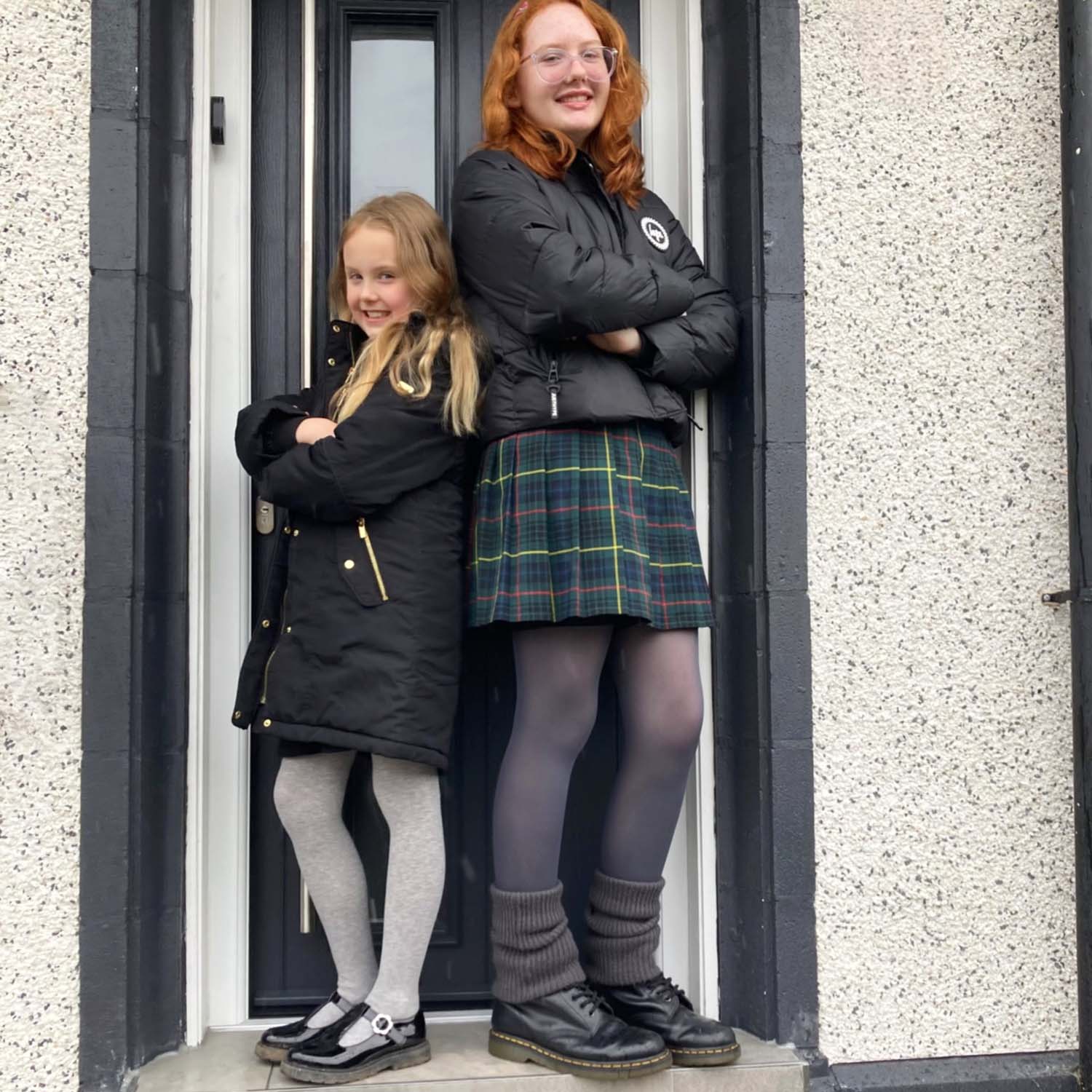 Barnstrumpbyxor i bomull - gråmelerad