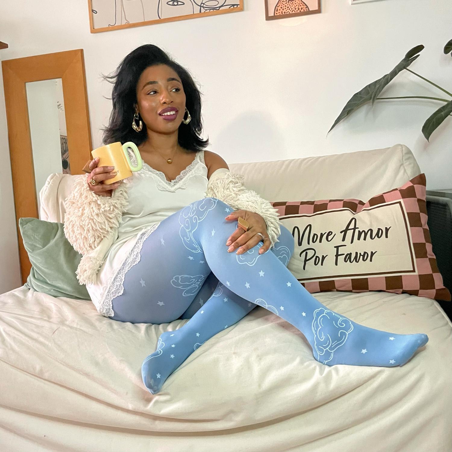 80 Denier blickdichte Strumpfhose - Woodcut Clouds