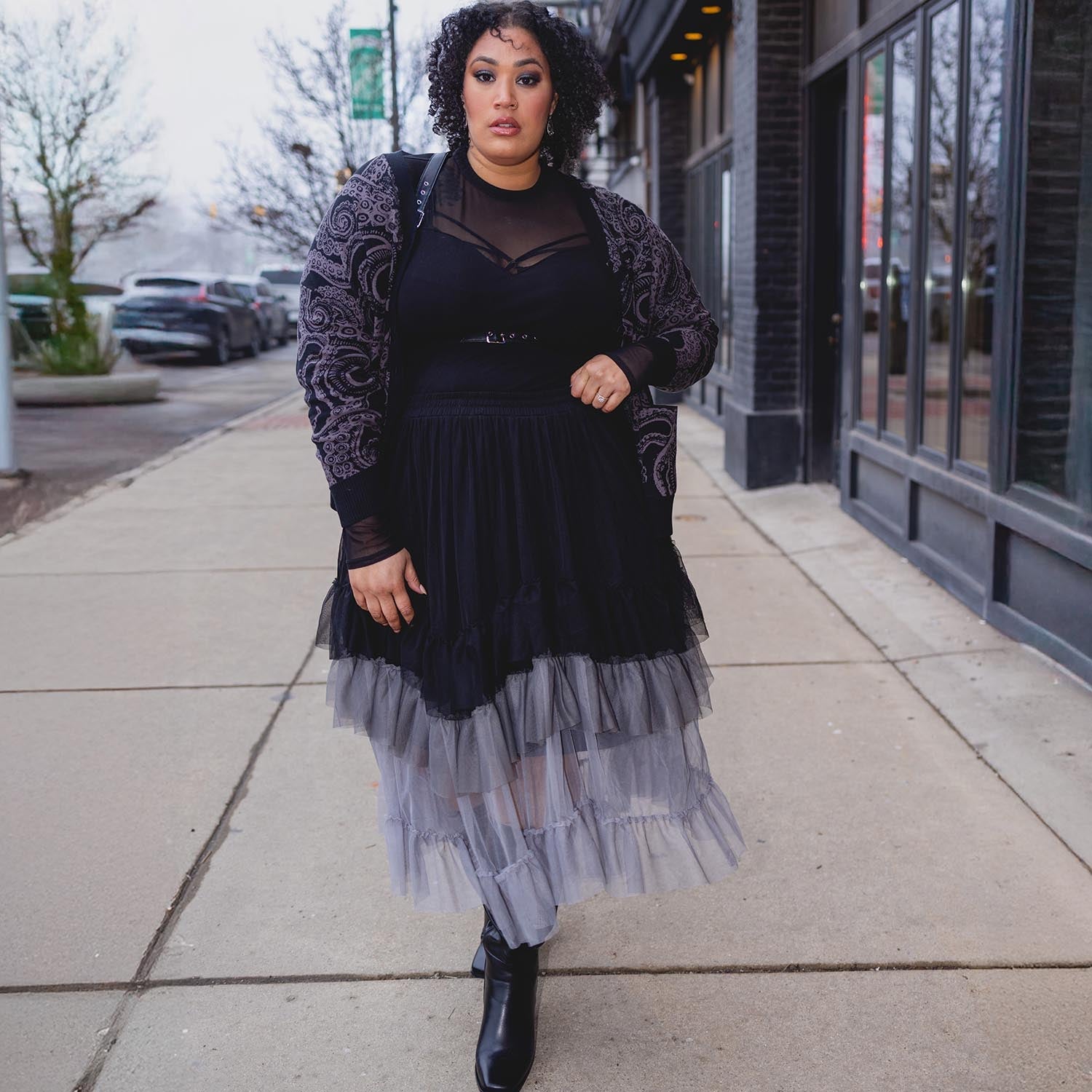 Mesh-Maxirock – Black Ombre