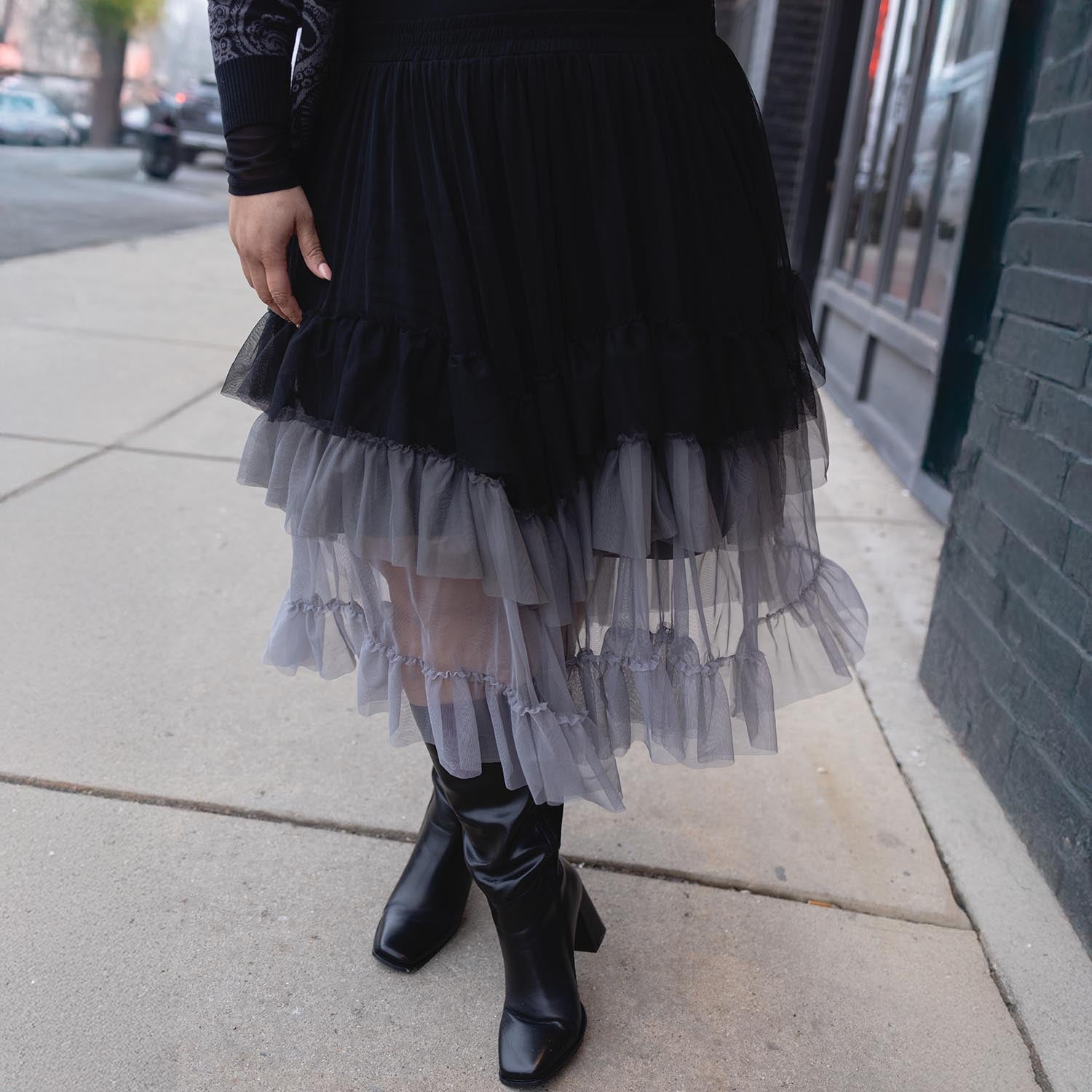 Mesh-Maxirock – Black Ombre