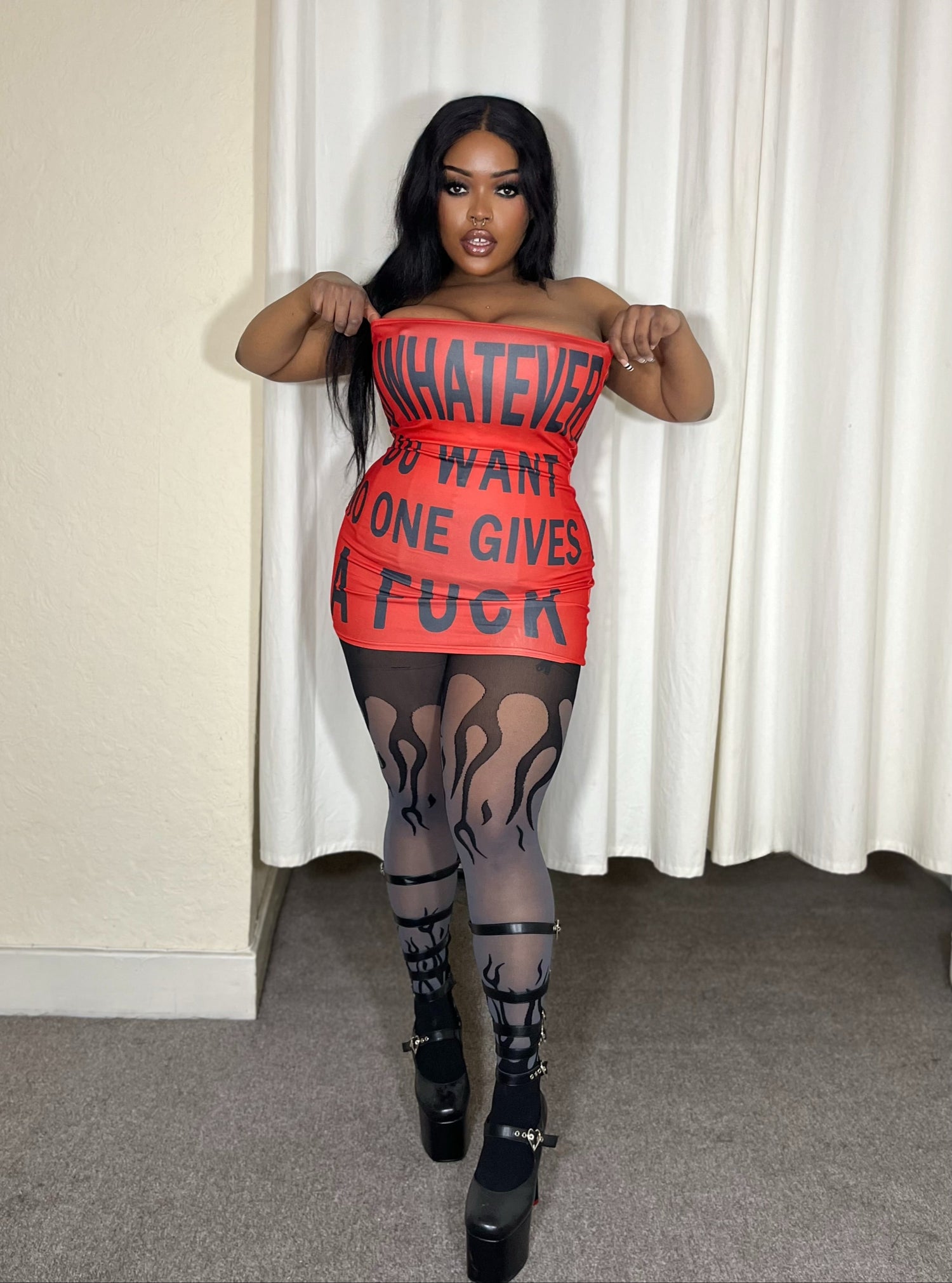 Flames Mixed-Denier Strumpfhose - Grau & Schwarz