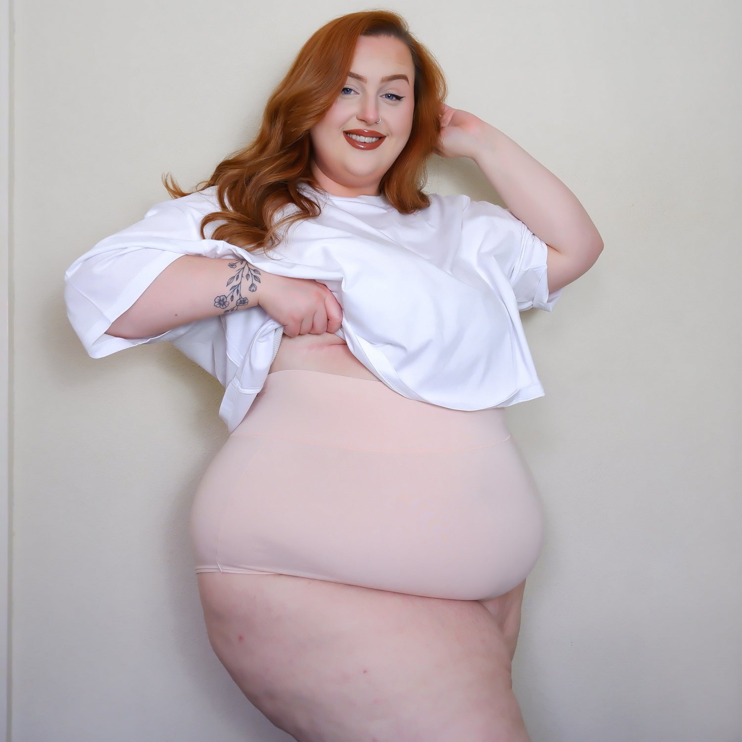 Ekologisk bomullsbyxa med superhög midja - Balettrosa