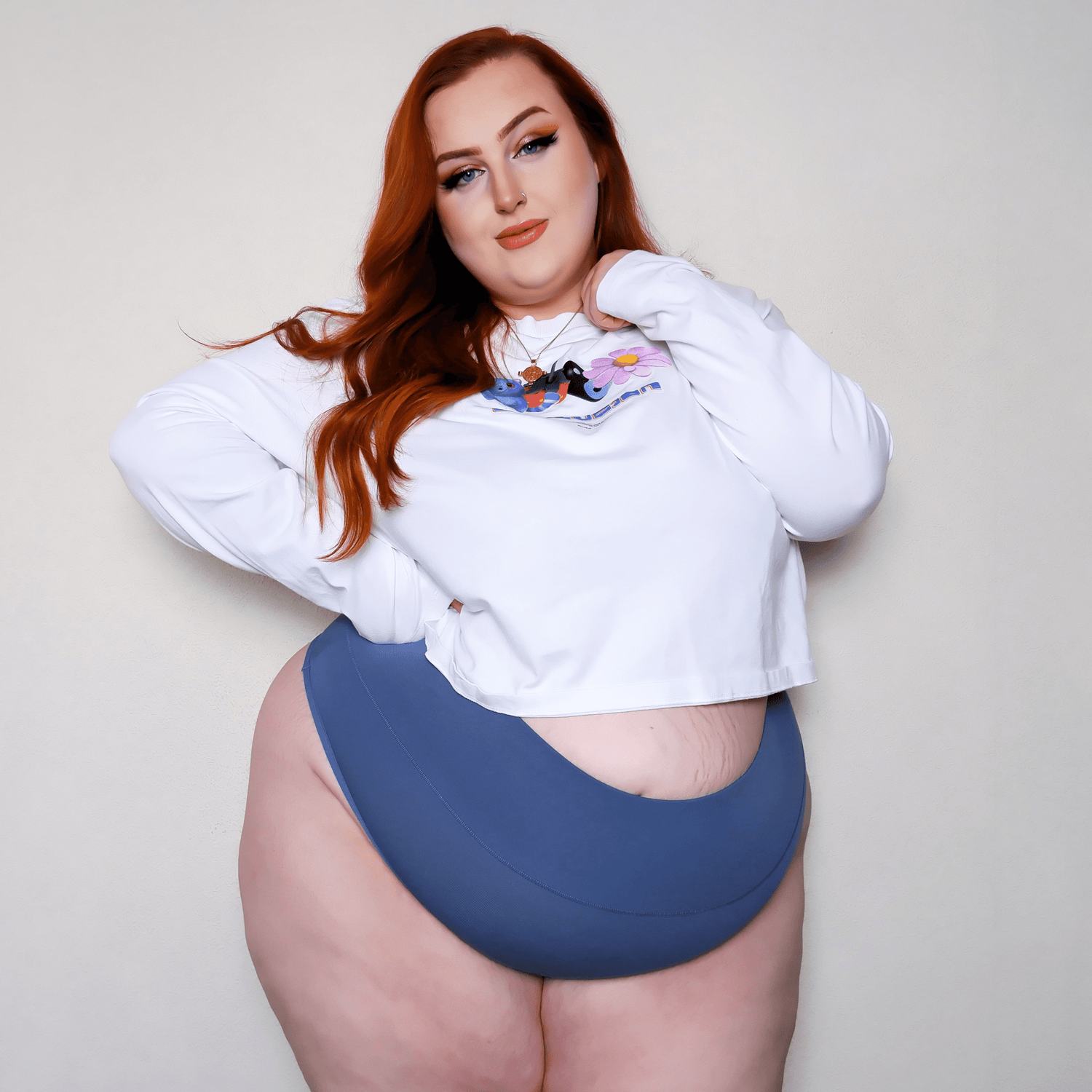 Bio-Baumwolle Cheeky High Leg Slips-  Denim