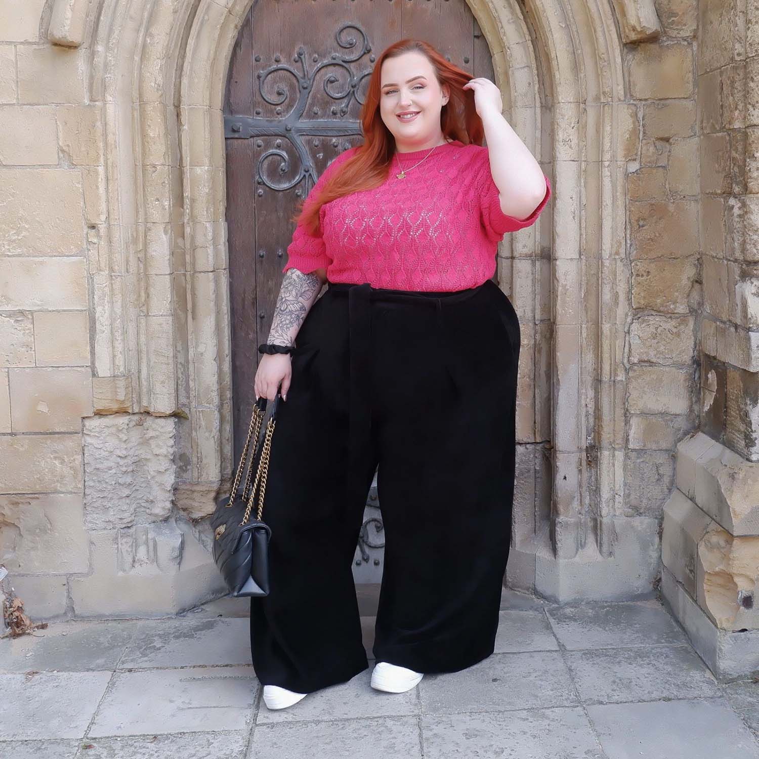 Weites Bein Maßgeschneidert Kordhose - Schwarz