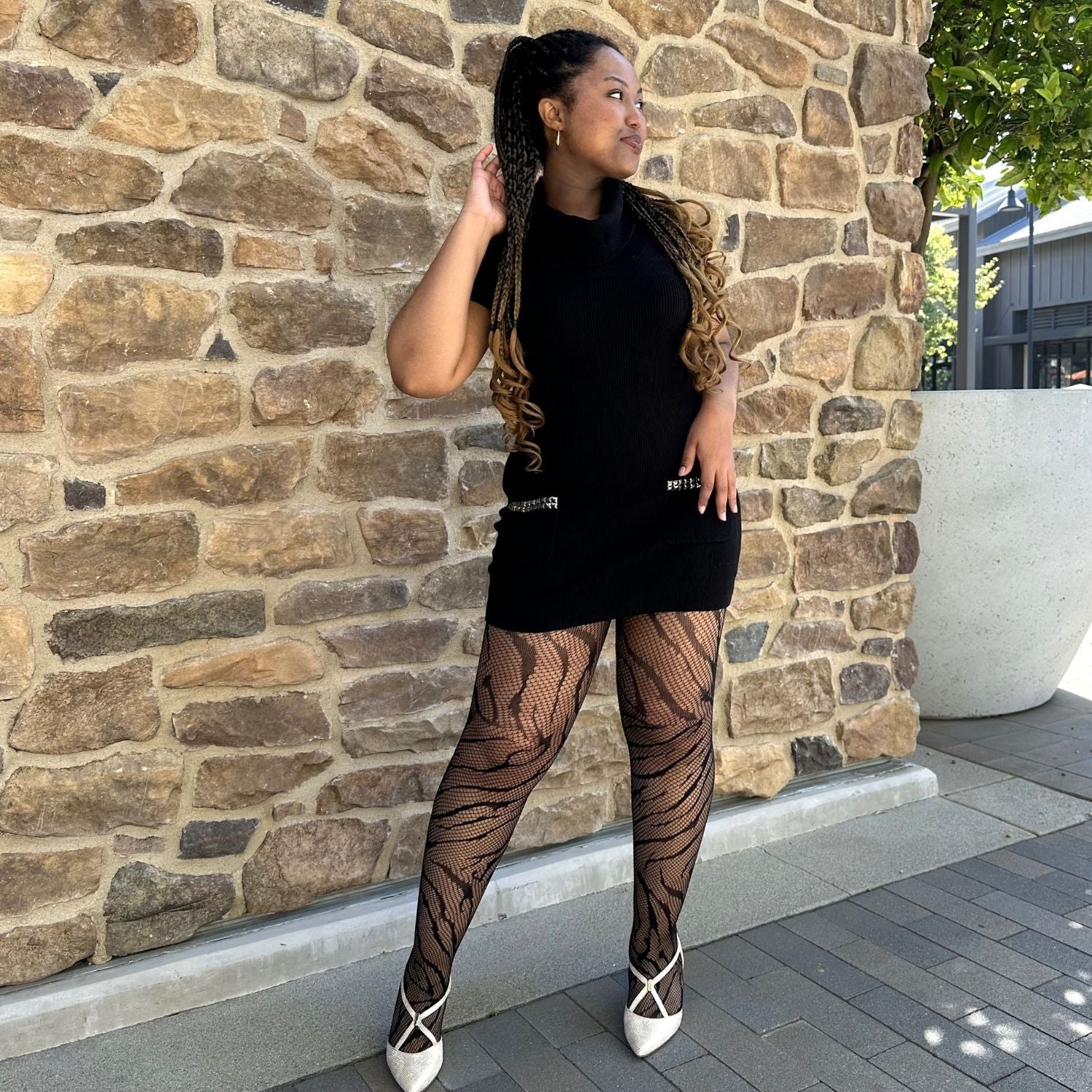 Feline Myself - Tiger Stripe Fishnet Tights