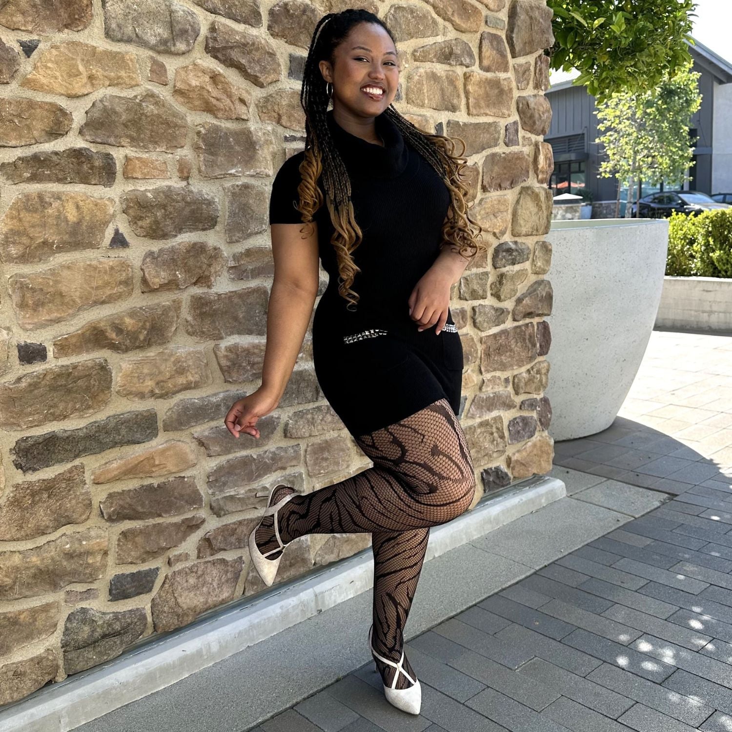 Feline Myself - Tiger Stripe Fishnet Tights