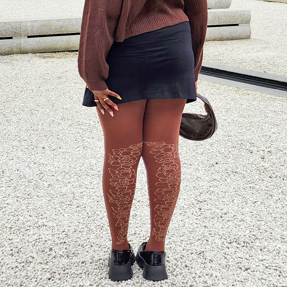 80 Denier Strumpfhose - Peonies