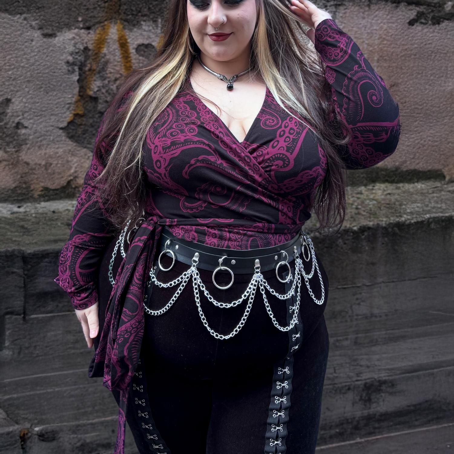 Bio-Baumwolle Wickeltop – Kraken’s Embrace