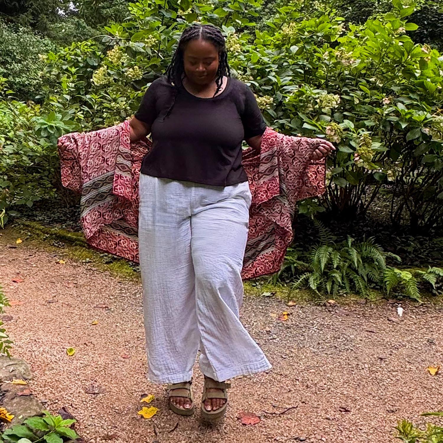 Leichtes Scoop Neck T-Shirt - Schwarz