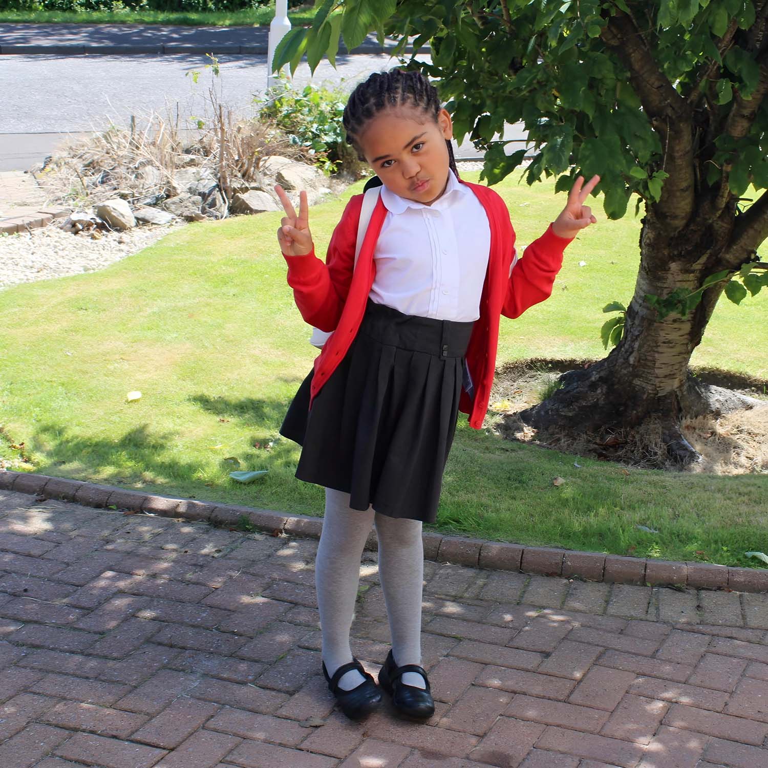 Barnstrumpbyxor i bomull - gråmelerad