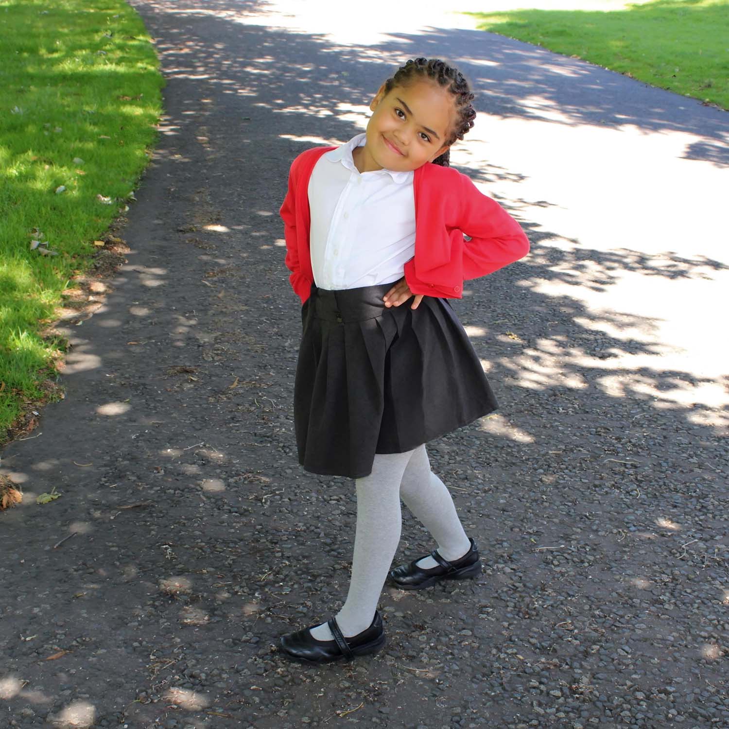 Barnstrumpbyxor i bomull - gråmelerad