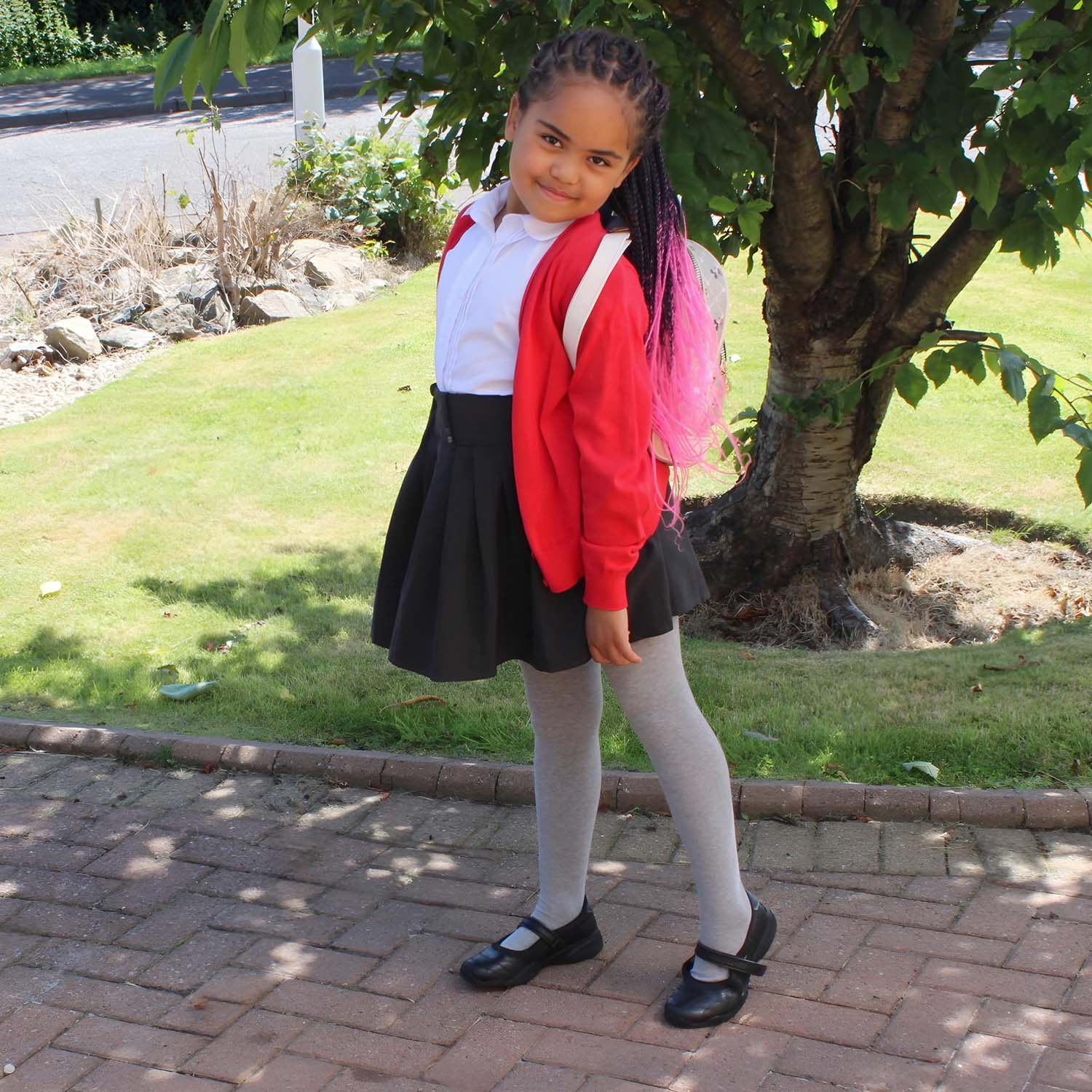 Barnstrumpbyxor i bomull - gråmelerad