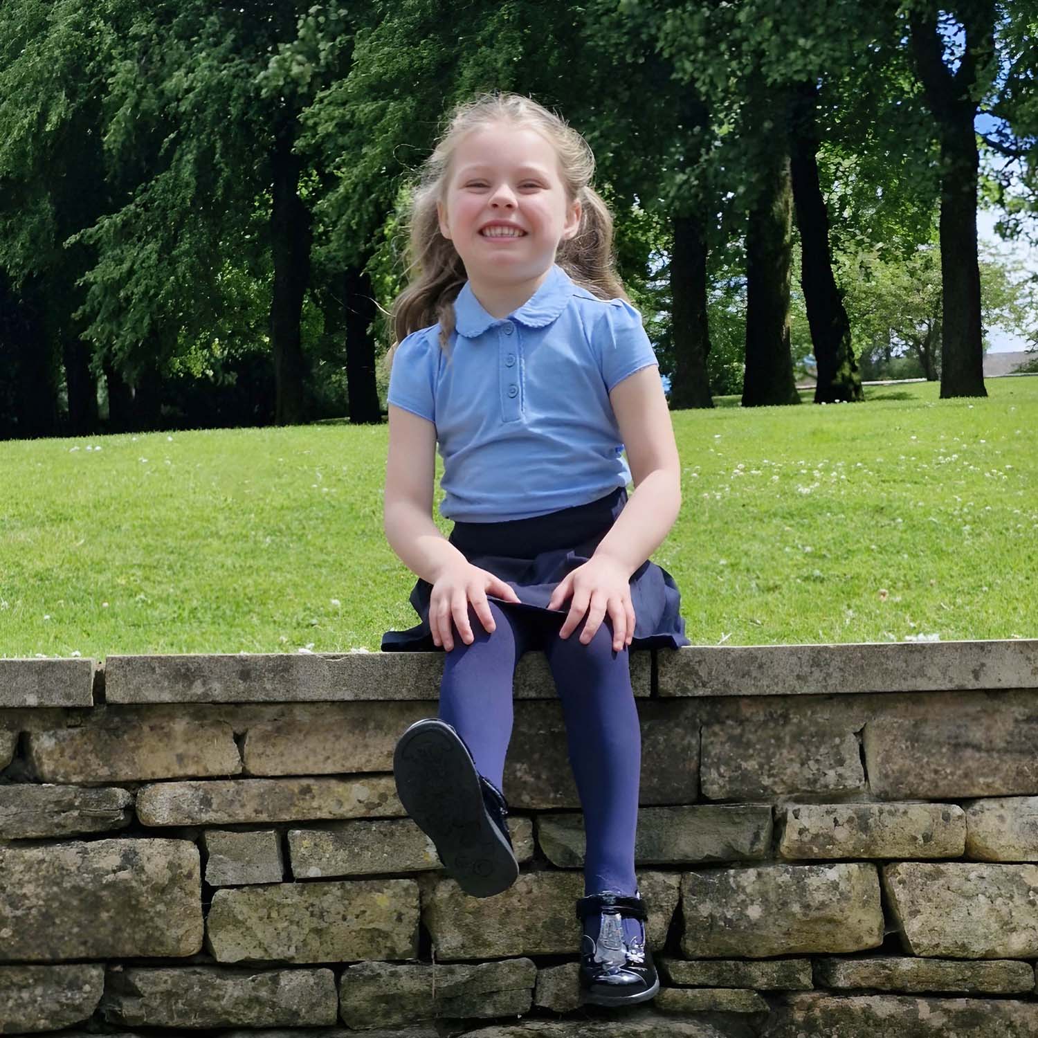 Barnstrumpbyxor i bomull - marinblå