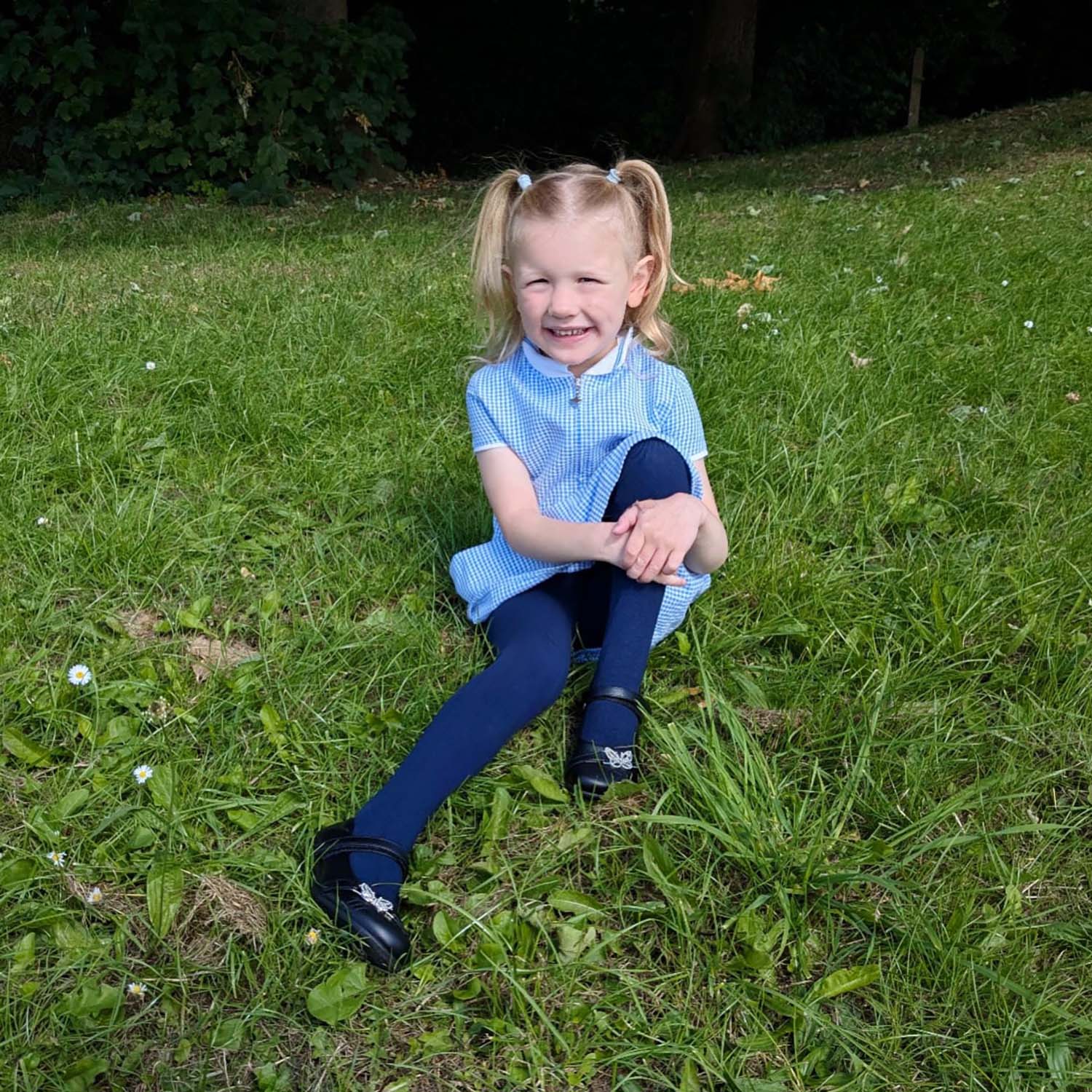 Barnstrumpbyxor i bomull - marinblå