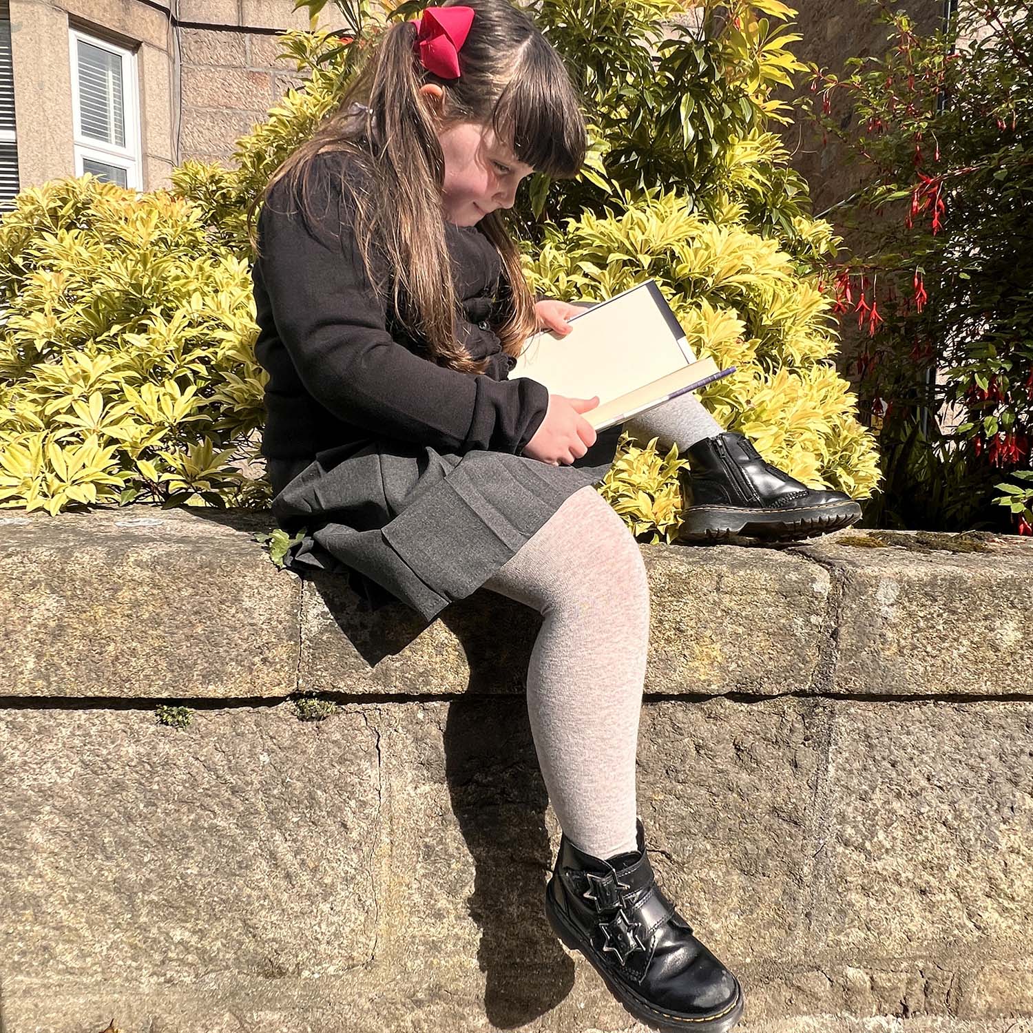 Barnstrumpbyxor i bomull - gråmelerad