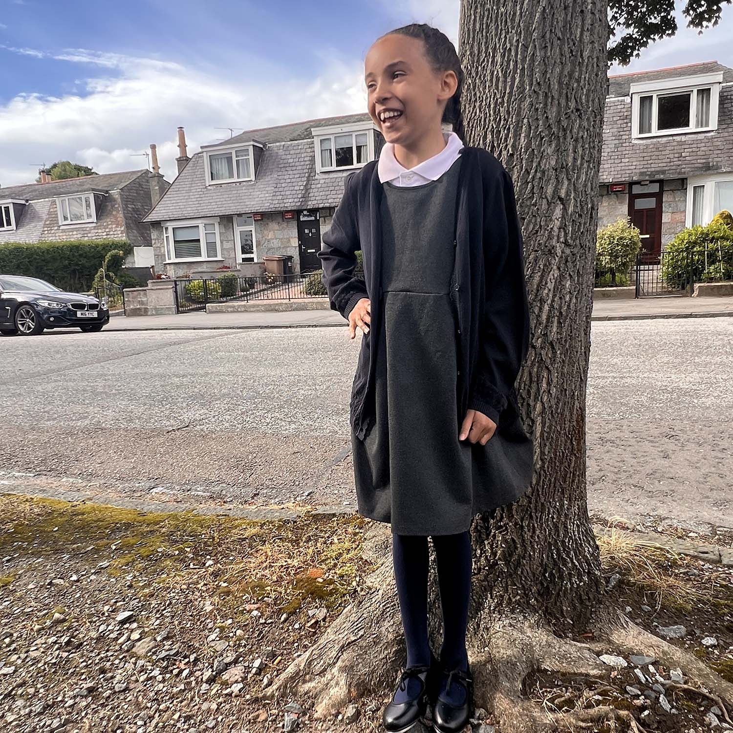 Barnstrumpbyxor i bomull - marinblå