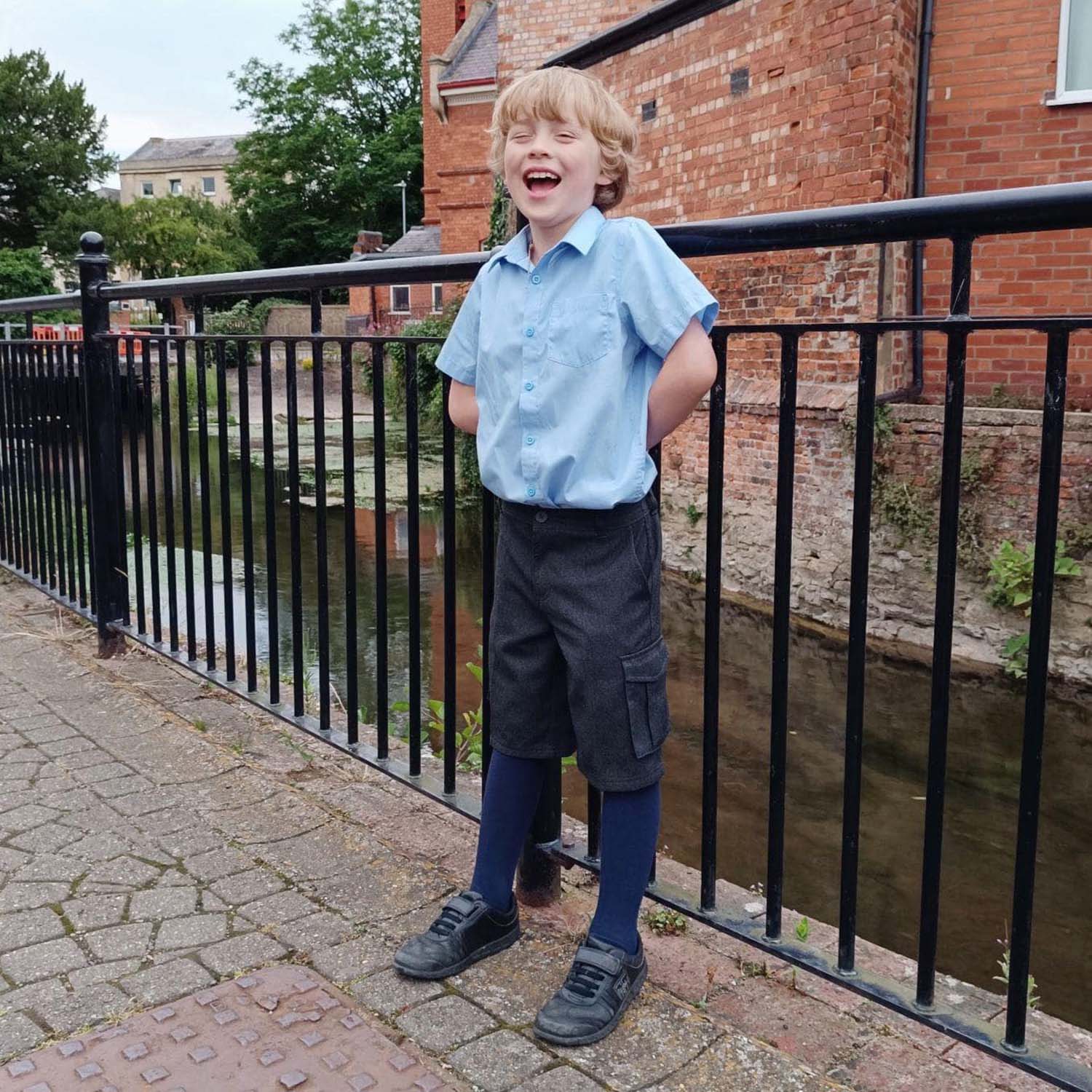 Barnstrumpbyxor i bomull - marinblå