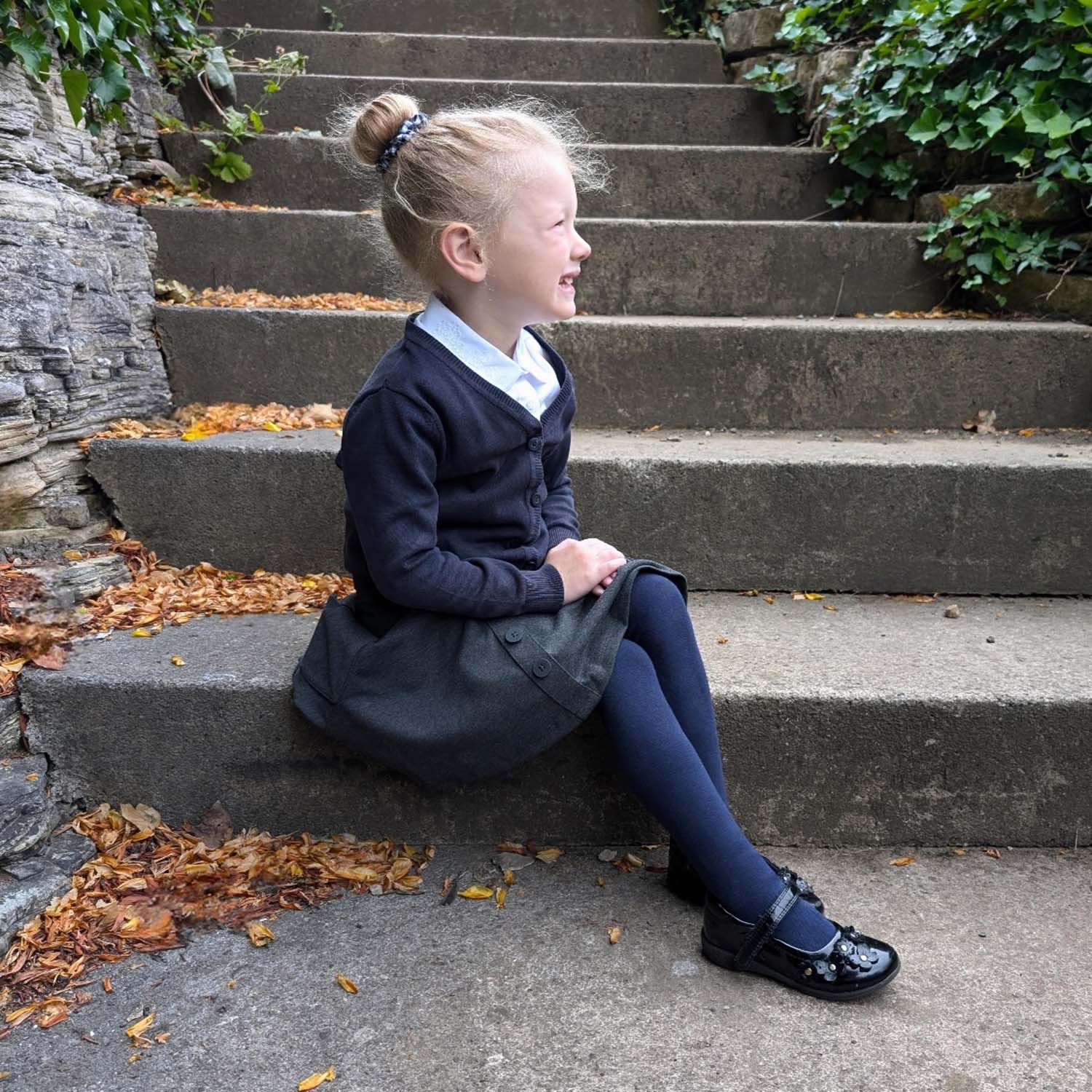 Barnstrumpbyxor i bomull - marinblå