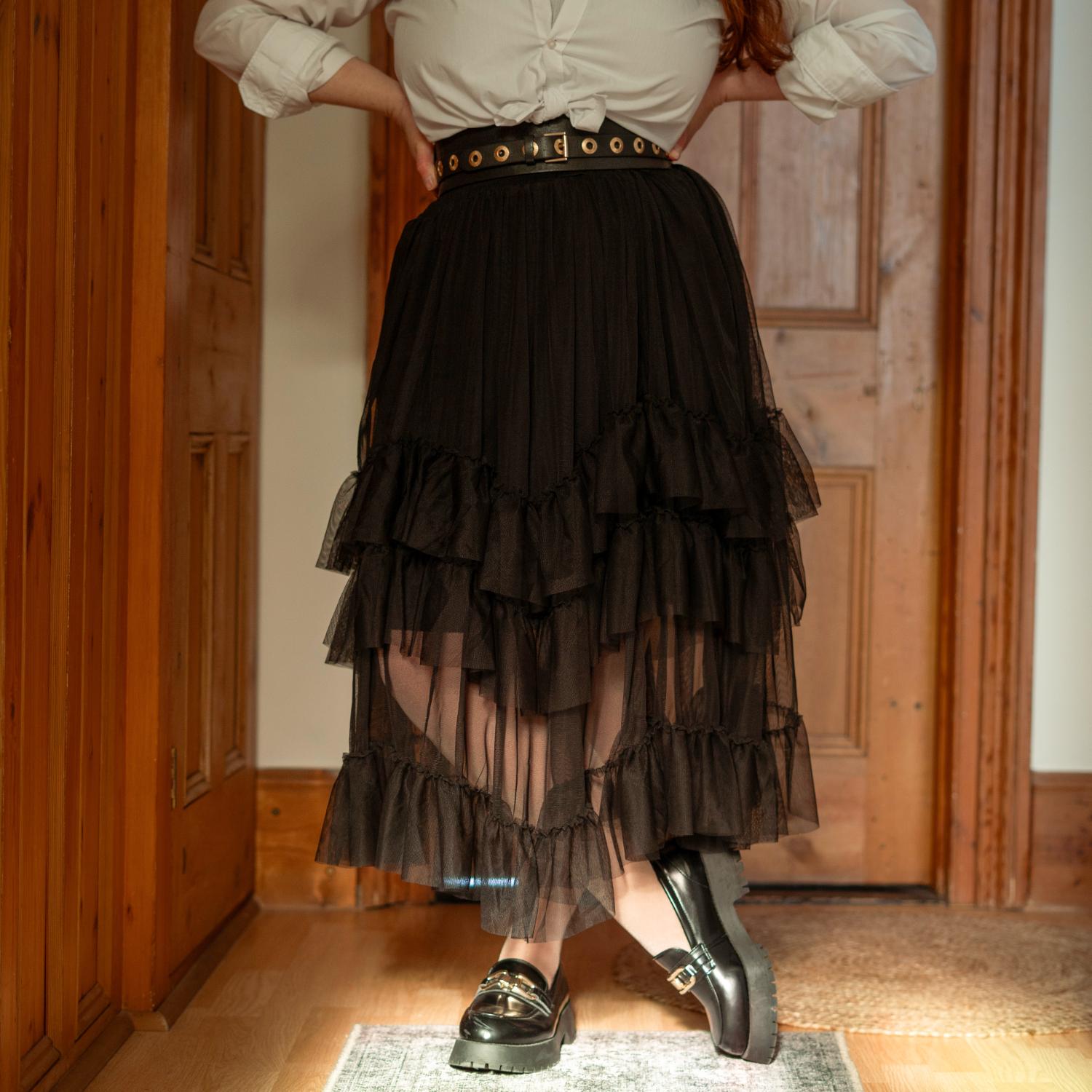 Mesh-Maxirock - Schwarz