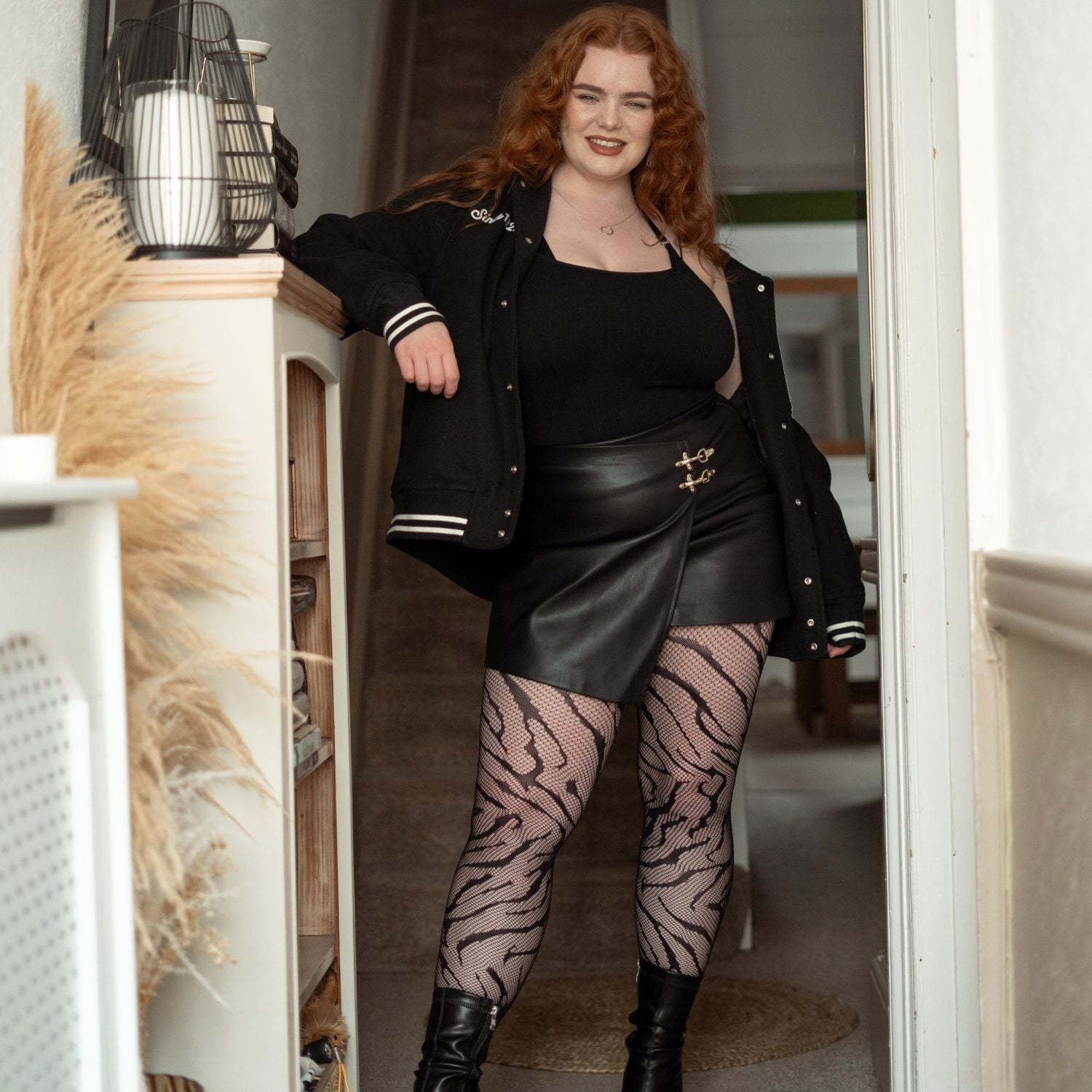 Feline Myself - Tiger Stripe Fishnet Tights