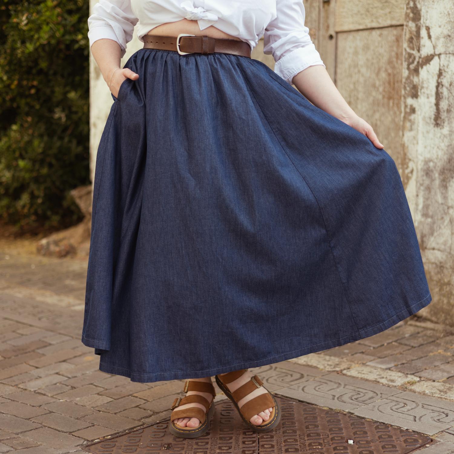 Maxirock aus Chambray – Denim