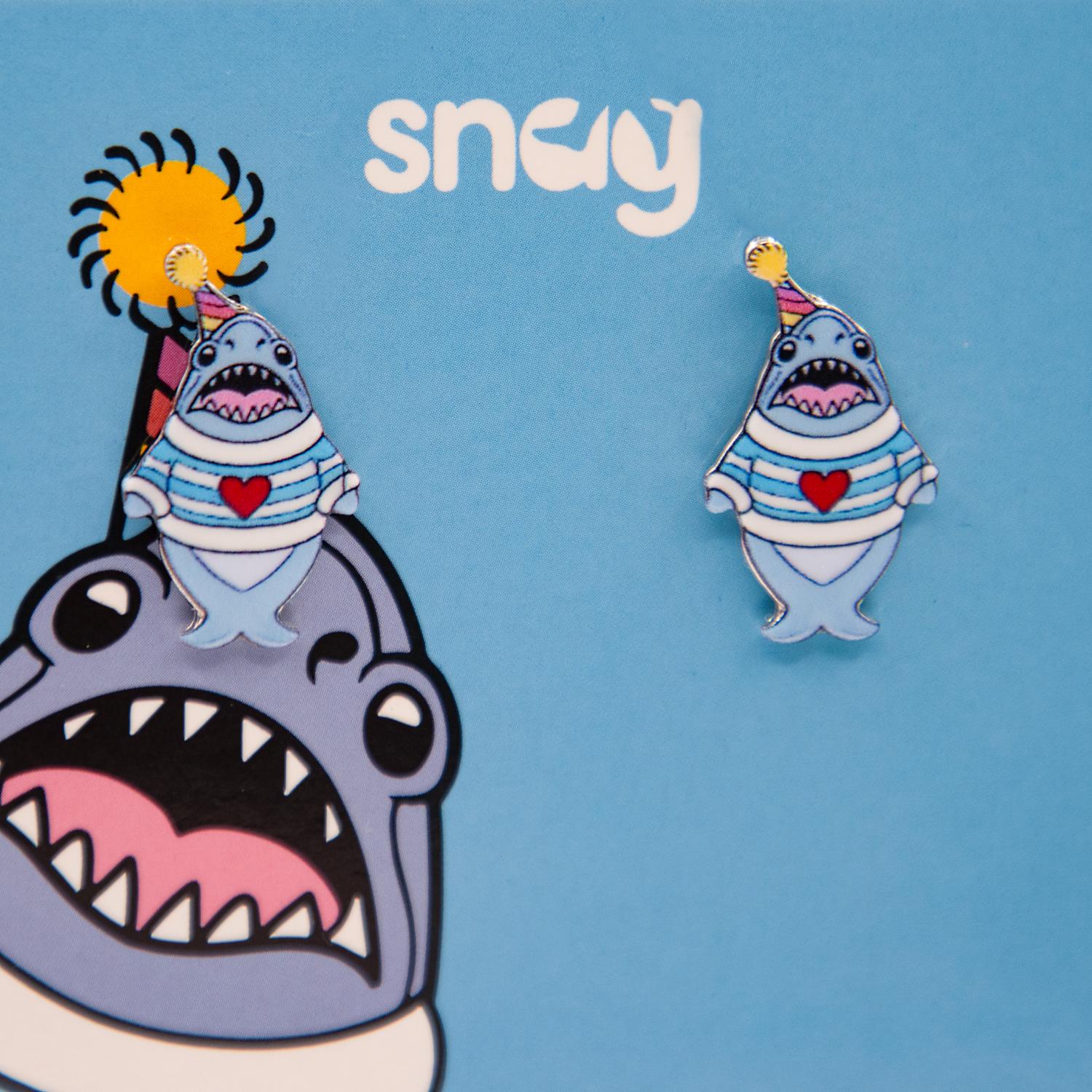 Party Chompy Hai-Ohrringe – Silber