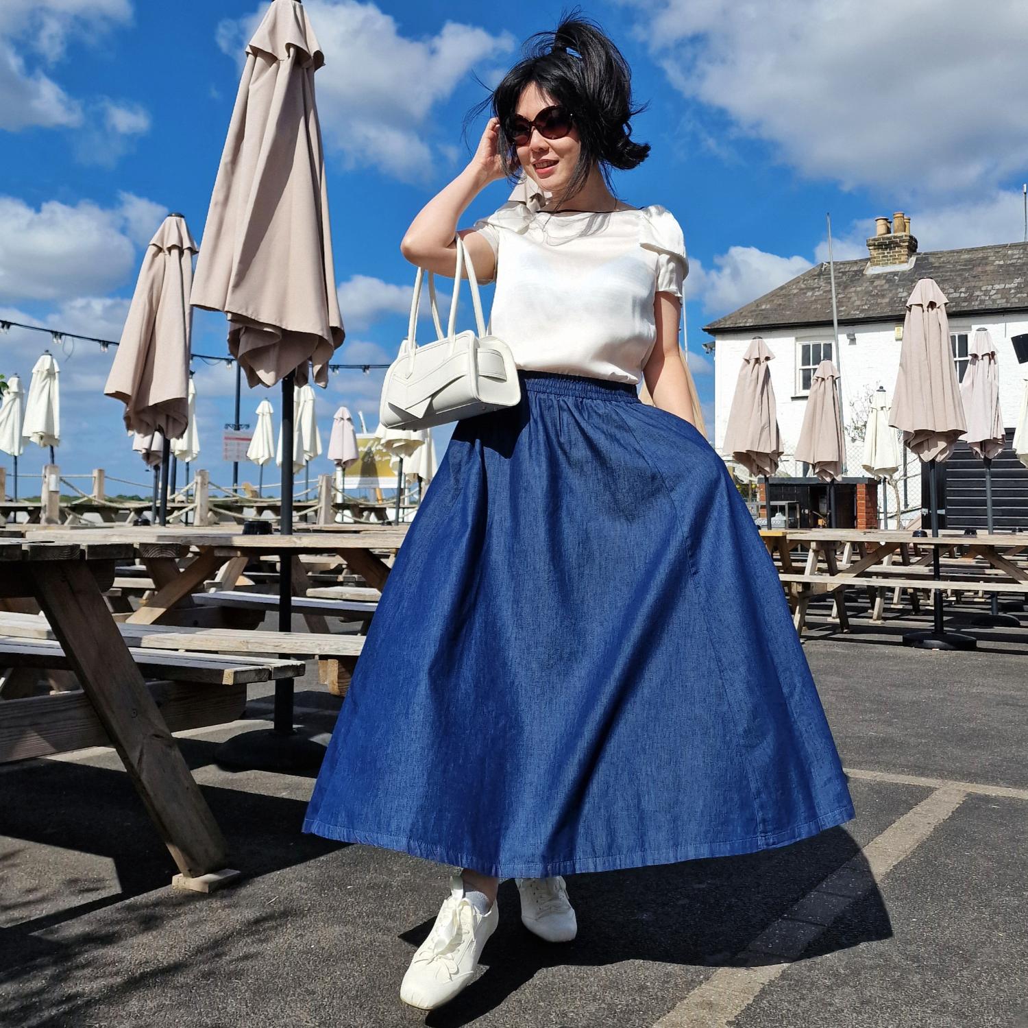 Maxirock aus Chambray – Denim