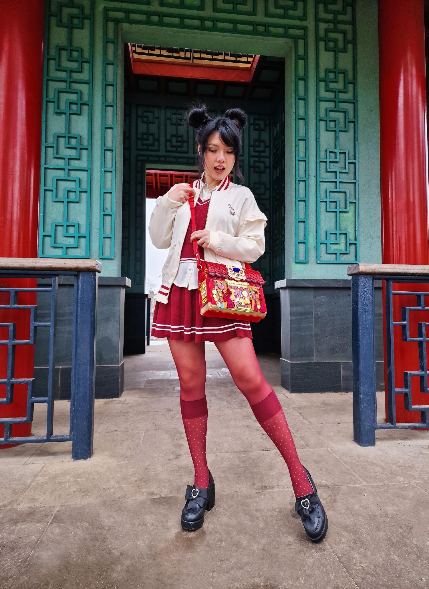 Seoul Chic Strumpfhose in Overknee-Optik - Burgunderrote