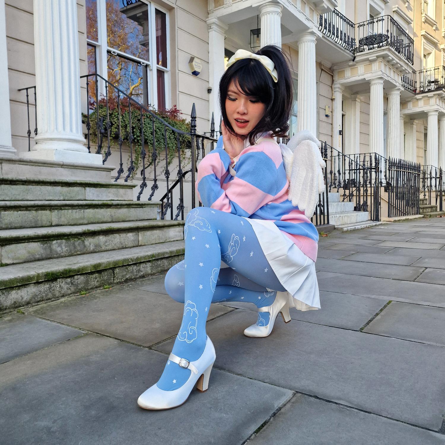 80 Denier blickdichte Strumpfhose - Woodcut Clouds