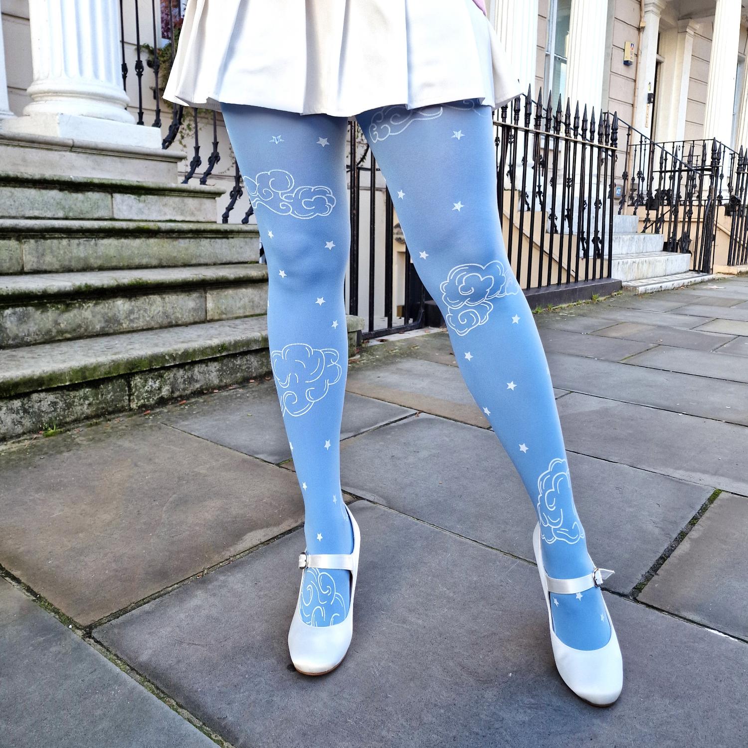 80 Denier blickdichte Strumpfhose - Woodcut Clouds