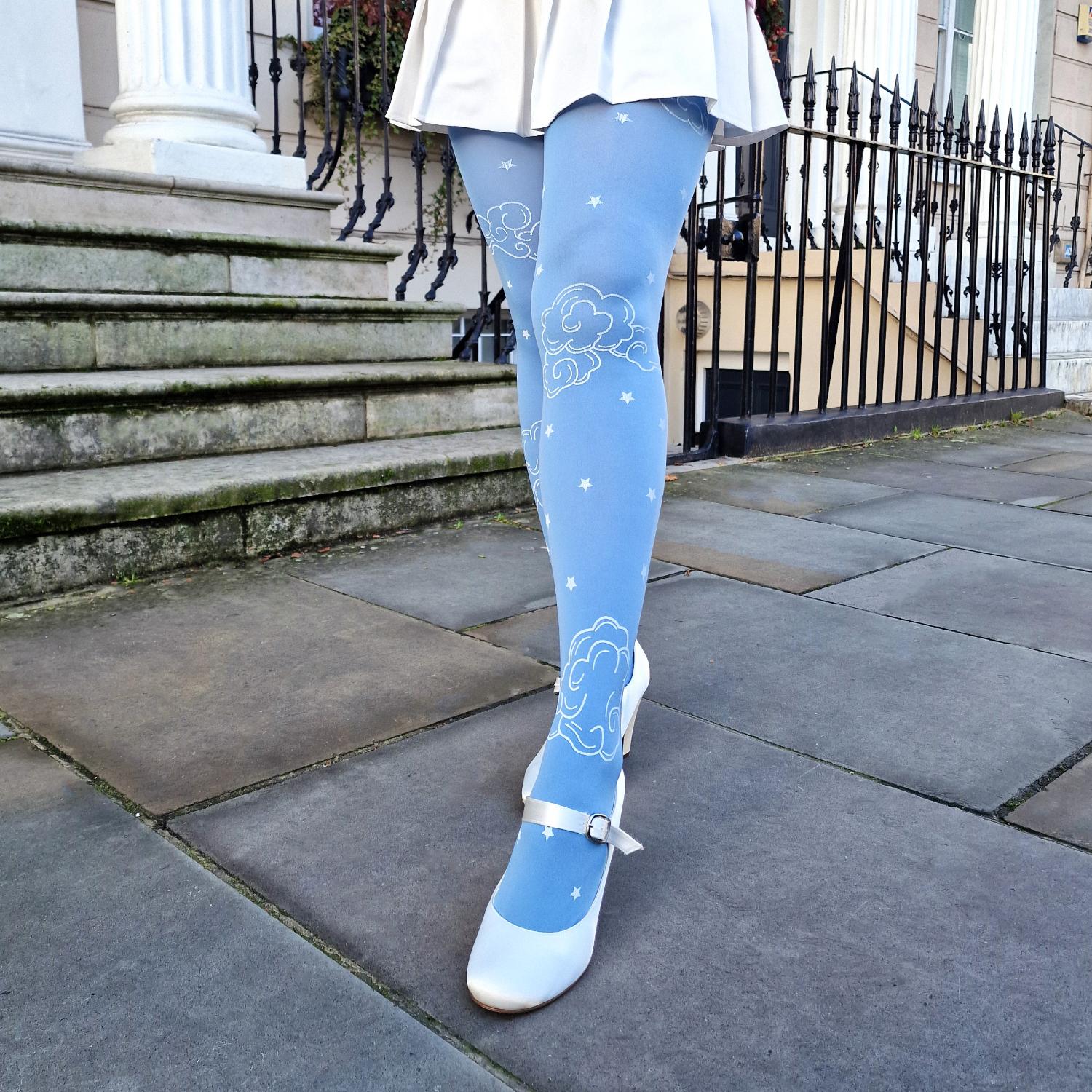 80 Denier blickdichte Strumpfhose - Woodcut Clouds